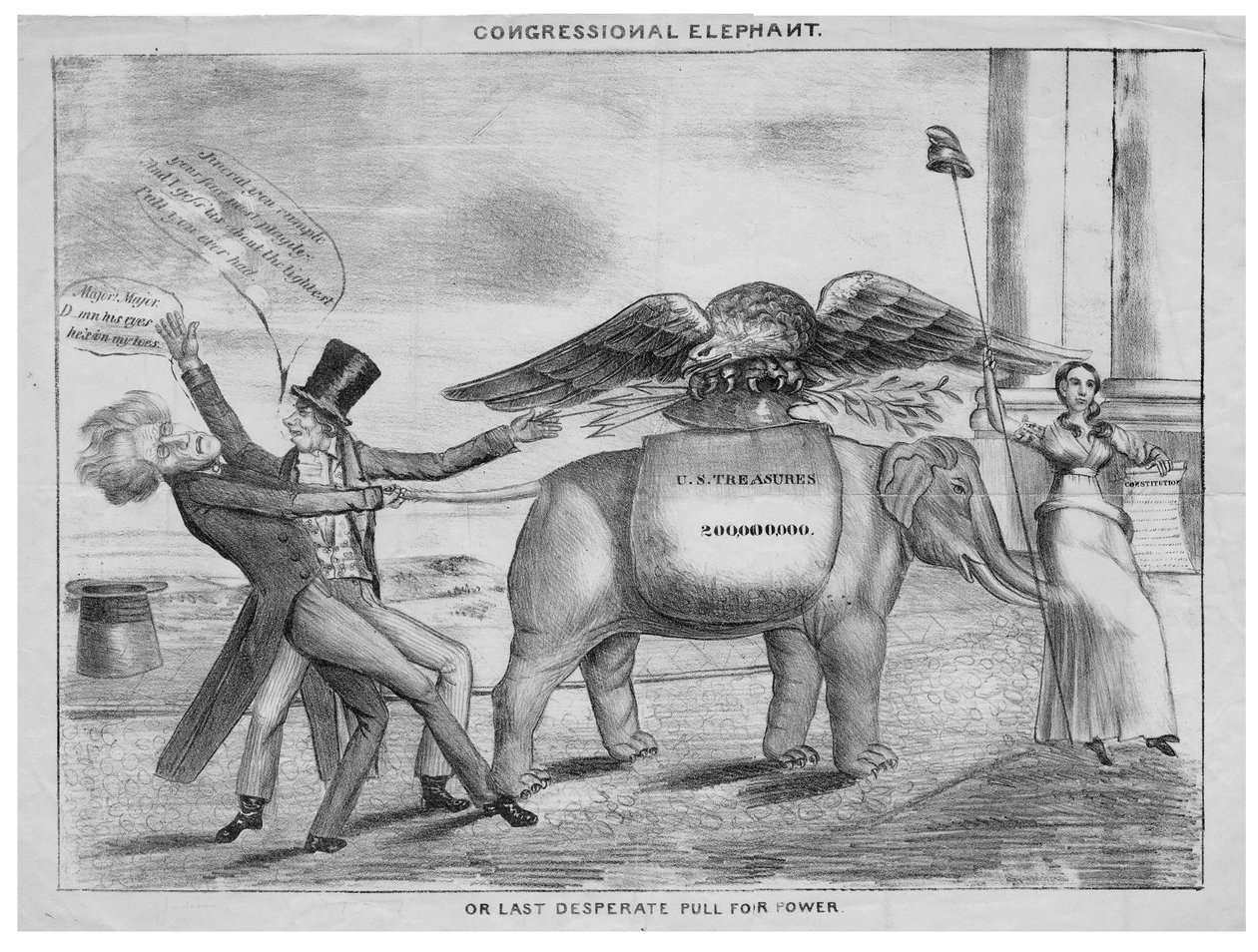 Elefante del Congreso, o, Último tirón desesperado por el poder, c.1832 de American School