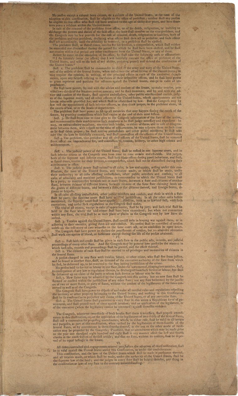 Constitución, primera impresión, impresa por Dunlap & Claypoole, 17-19 de septiembre de 1787 de American School