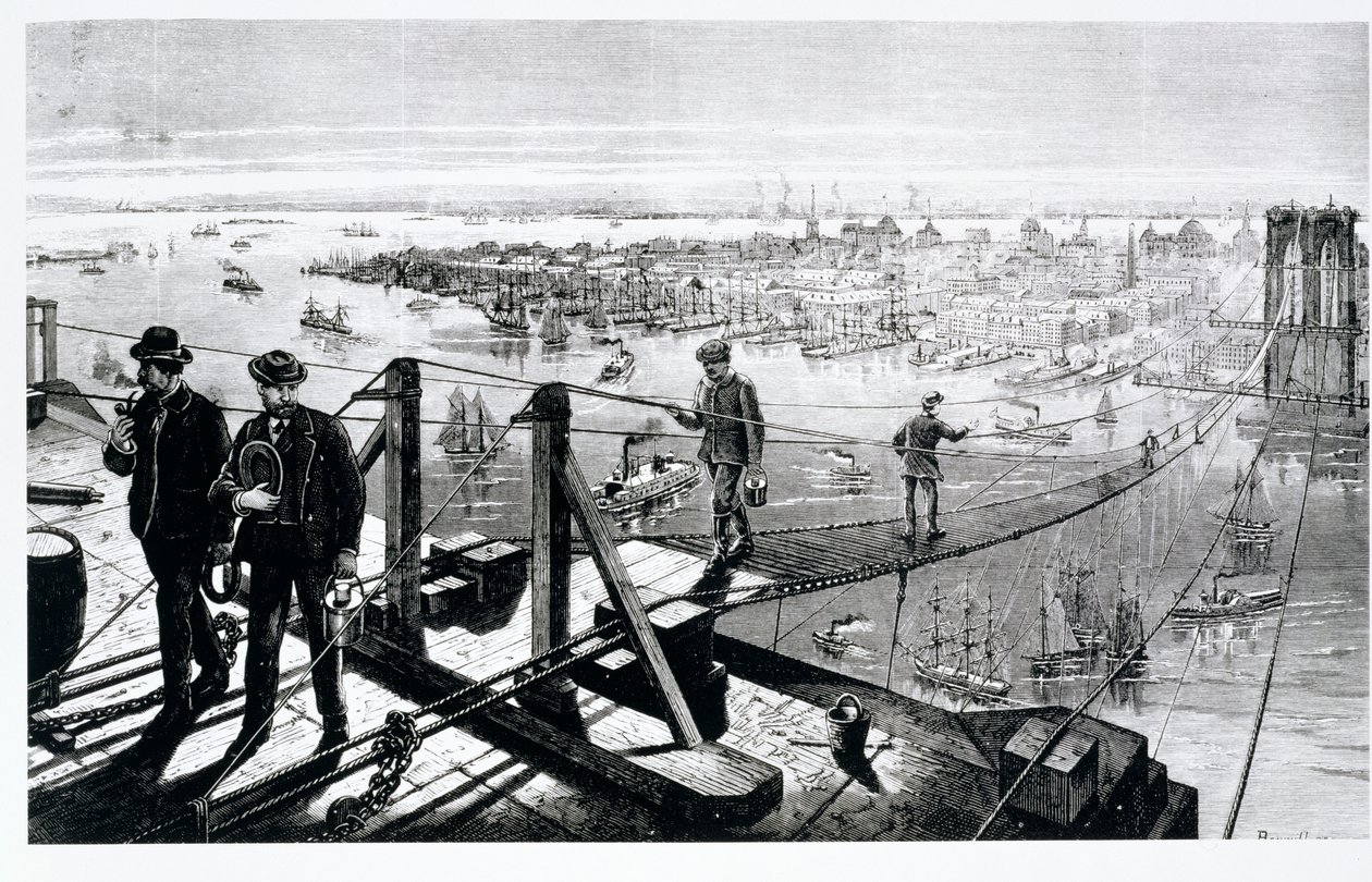 Construcción del Puente de Brooklyn, Nueva York de American School