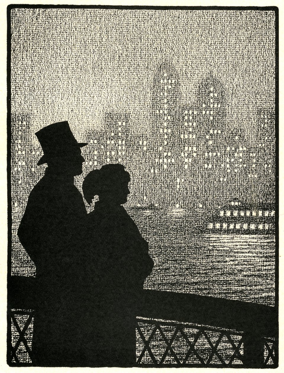 Pareja Mirando el Skyline de Manhattan de American School