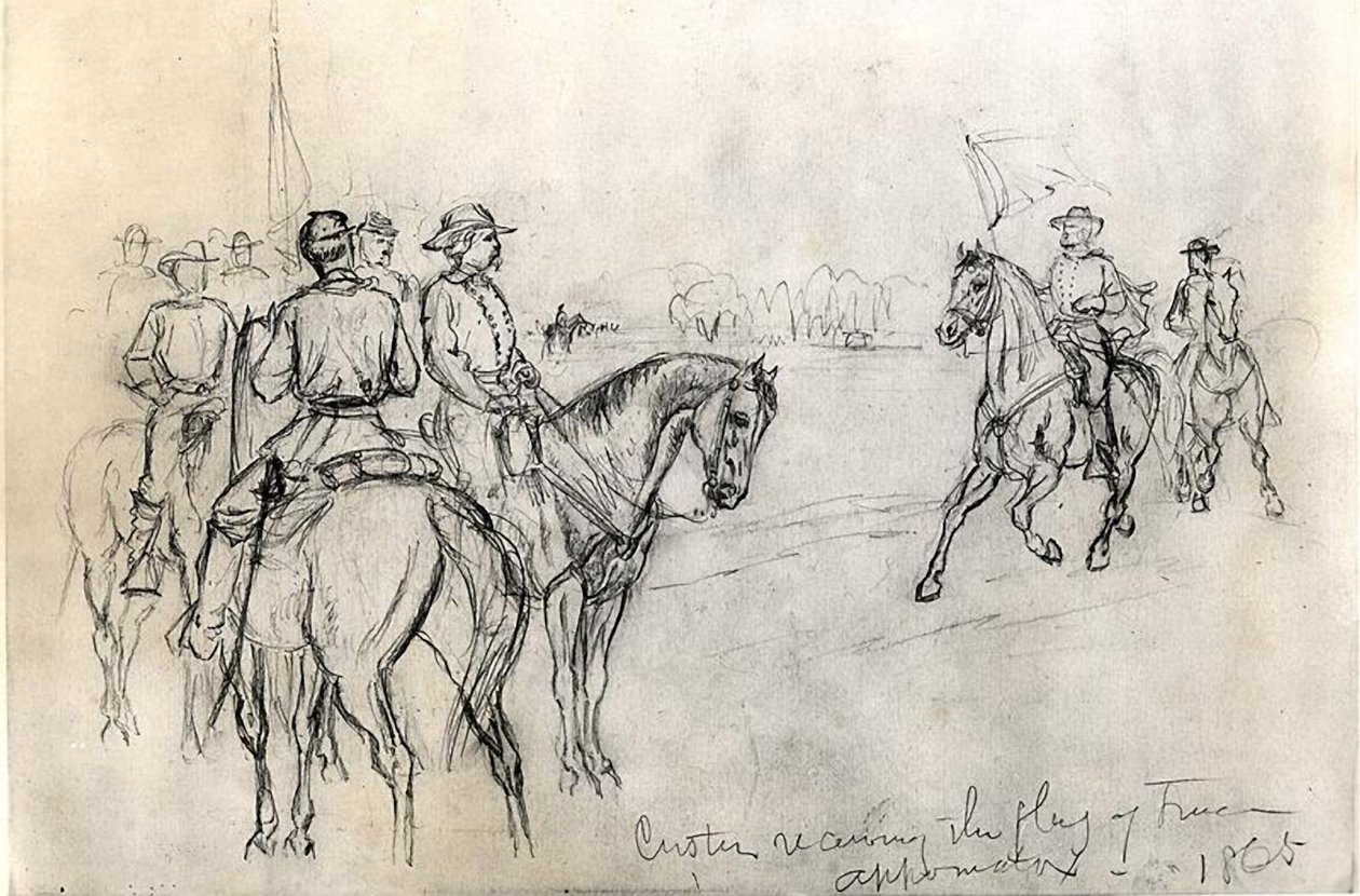 Custer recibiendo la Bandera de la Libertad, Appomattox, 1865 de American School