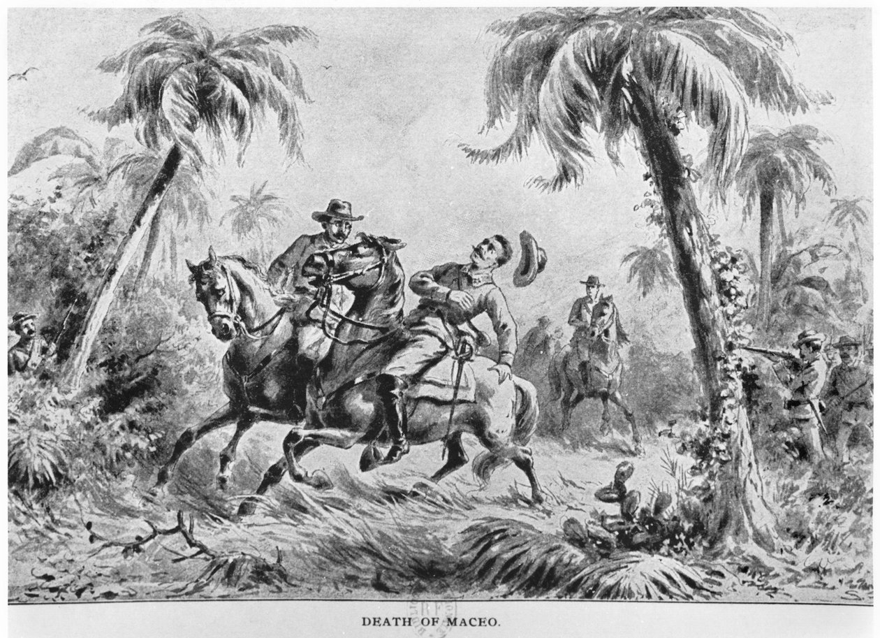 Muerte de Antonio Maceo (1845-96), ilustración de La Historia de Cuba por Murat Halstead, publicado en 1898 de American School