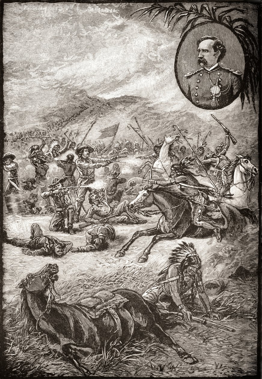Muerte del General George Armstrong Custer y soldados de la 7ª caballería en la Batalla de Little Big Horn, 25 de junio de 1876 de American School