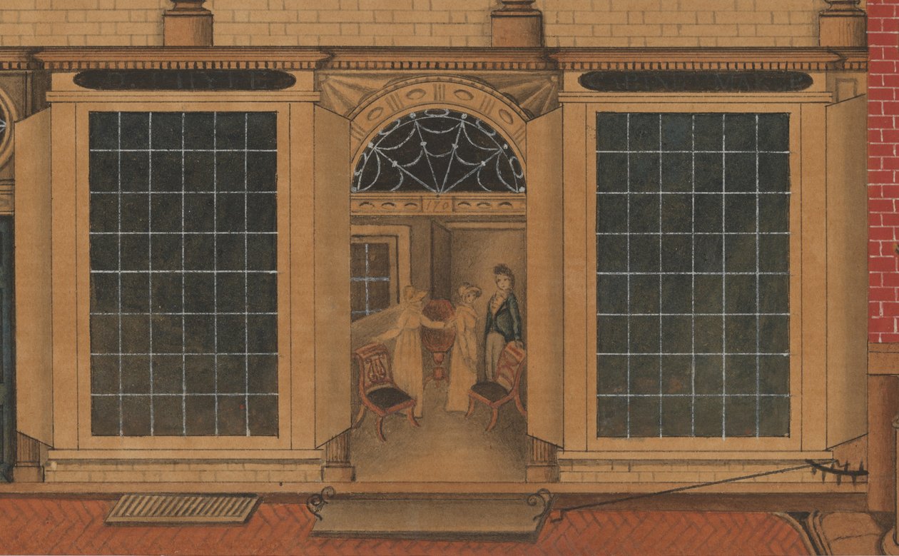 Detalle de la Tienda y Almacén de Duncan Phyfe en Fulton Street en Nueva York, c.1816-1817 de American School