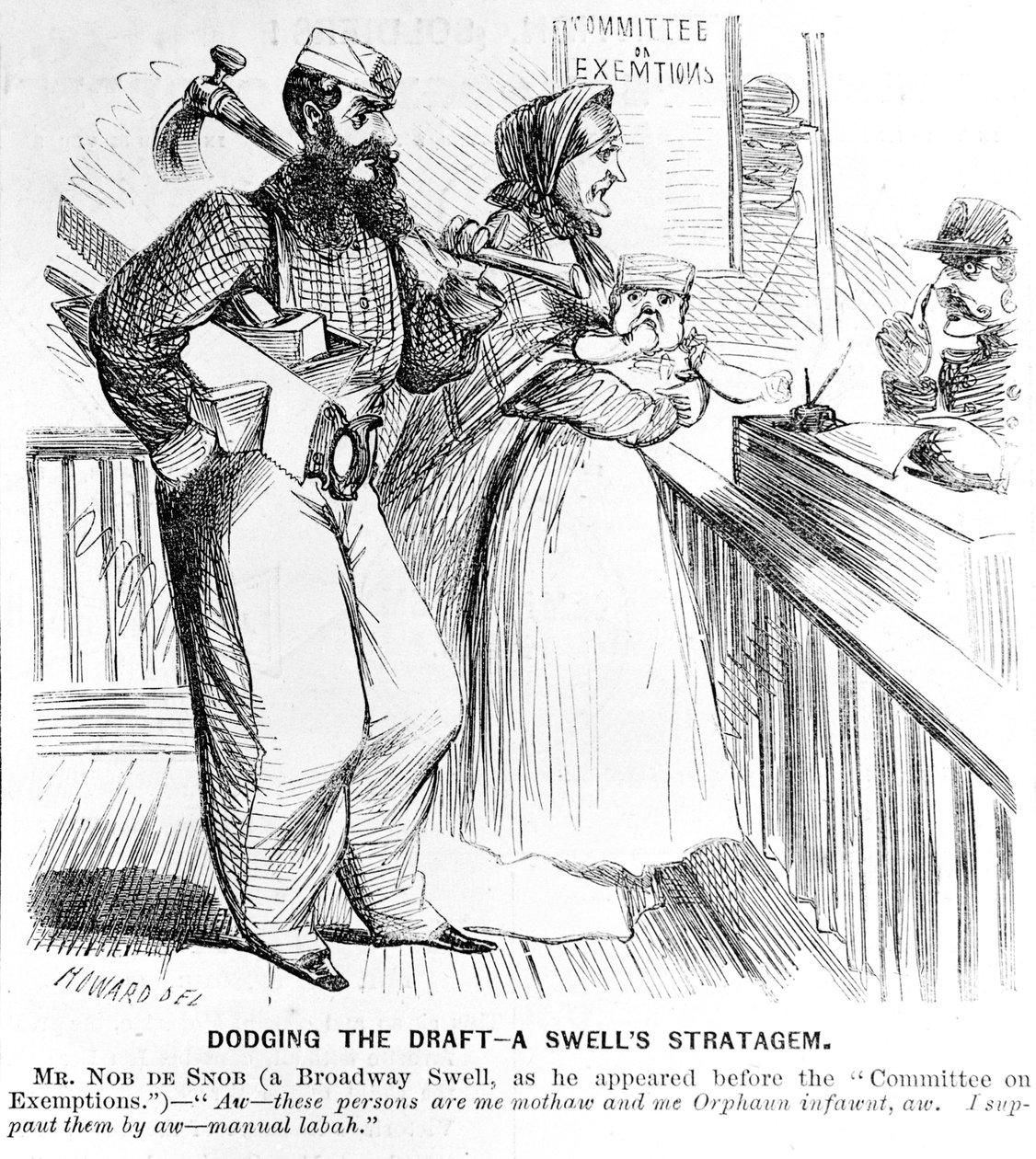 Esquivando un reclutamiento - Una estratagema de un dandi, de Frank Leslies Illustrated Newspaper, 19 de septiembre de 1863 de American School