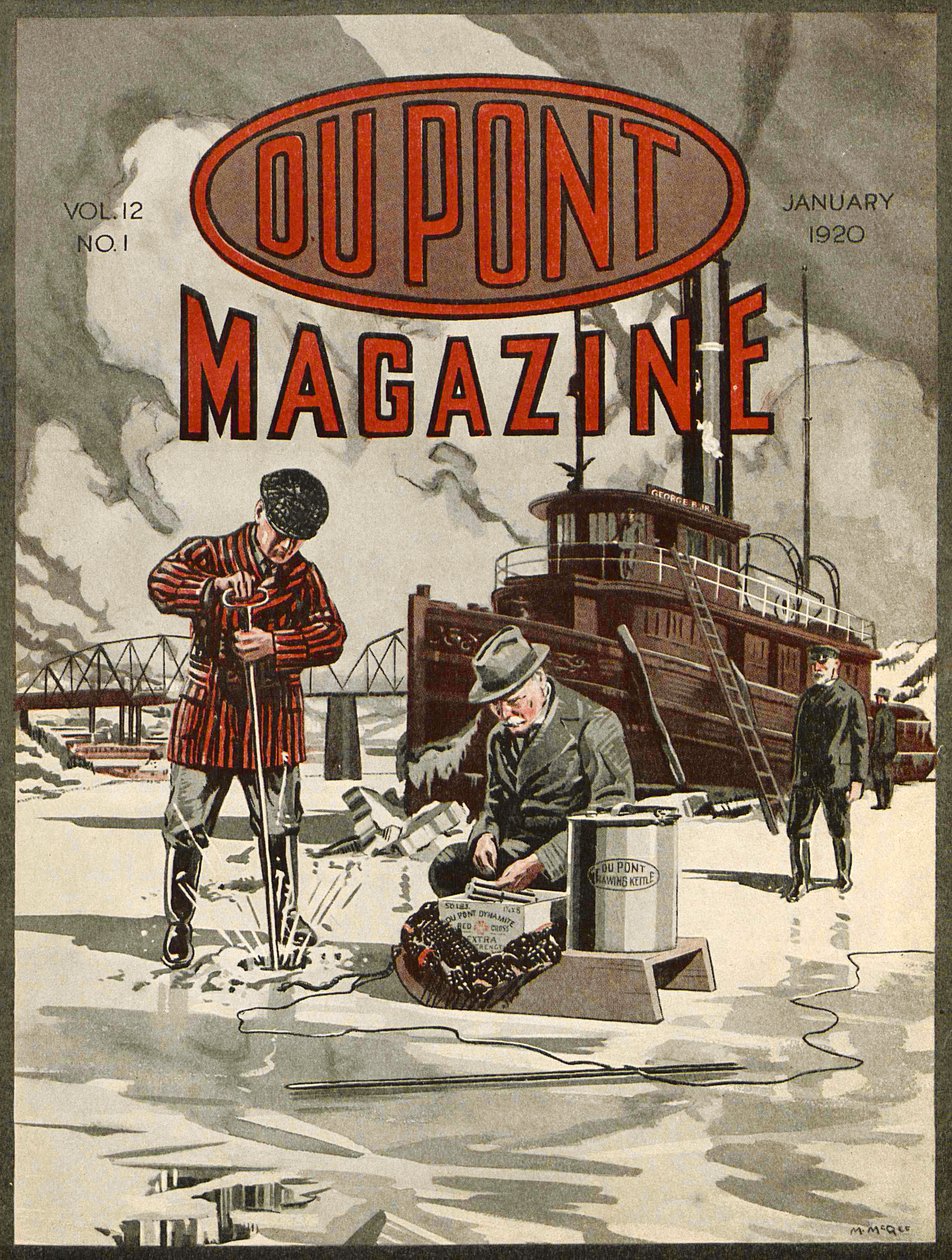 Dinamita DuPont, portada de la revista DuPont, enero de 1920 de American School