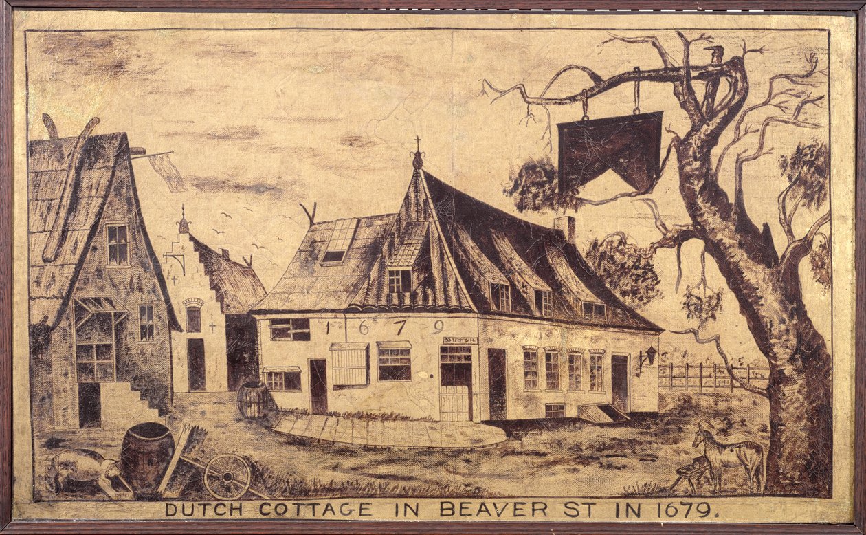 Cabaña holandesa en Beaver Street en 1679, c.1853 de American School
