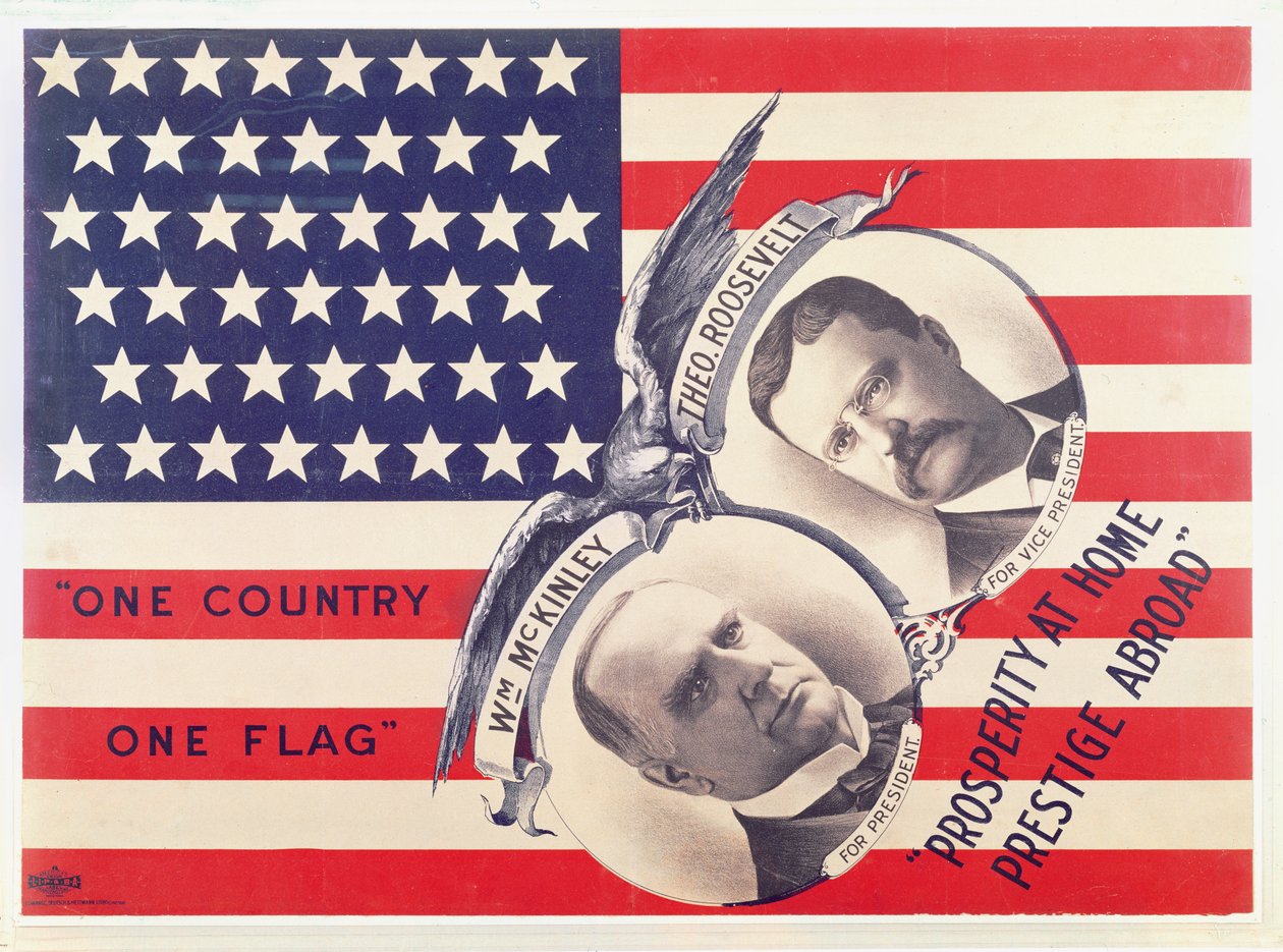Cartel electoral para la elección presidencial estadounidense de 1900 de American School