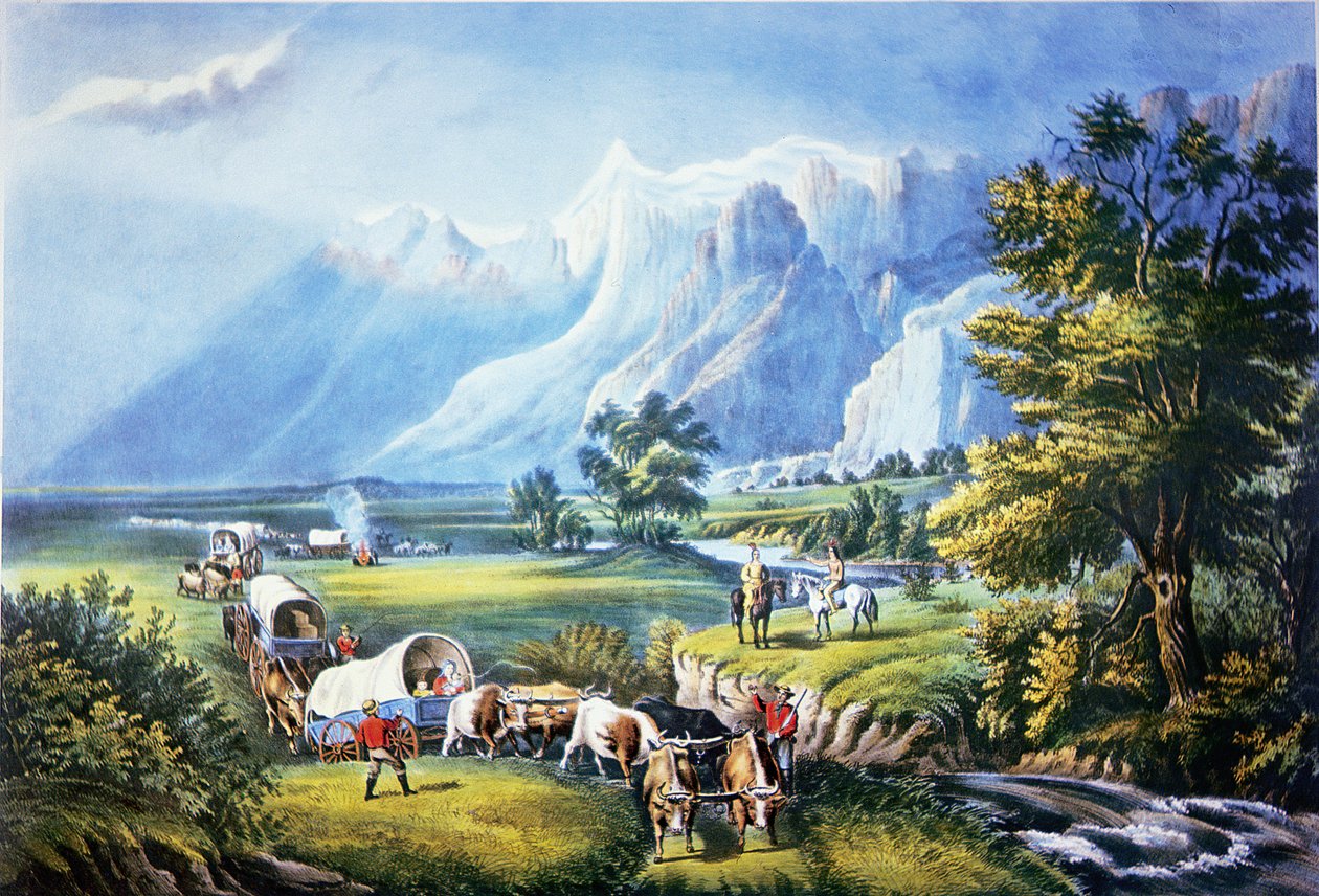 Emigrantes cruzando las llanuras de American School