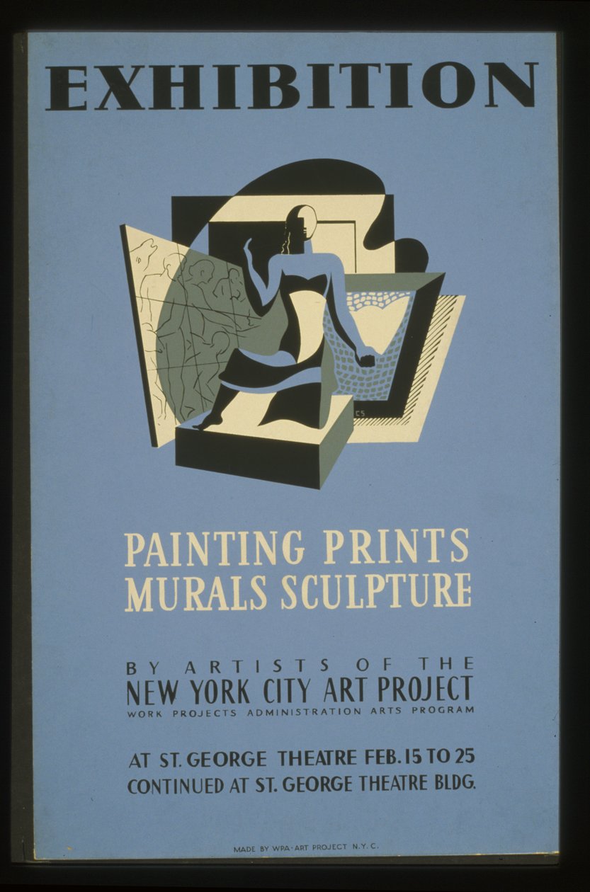 Exposición de pintura, grabados, murales, escultura por artistas del Proyecto de Arte de la Ciudad de Nueva York de American School