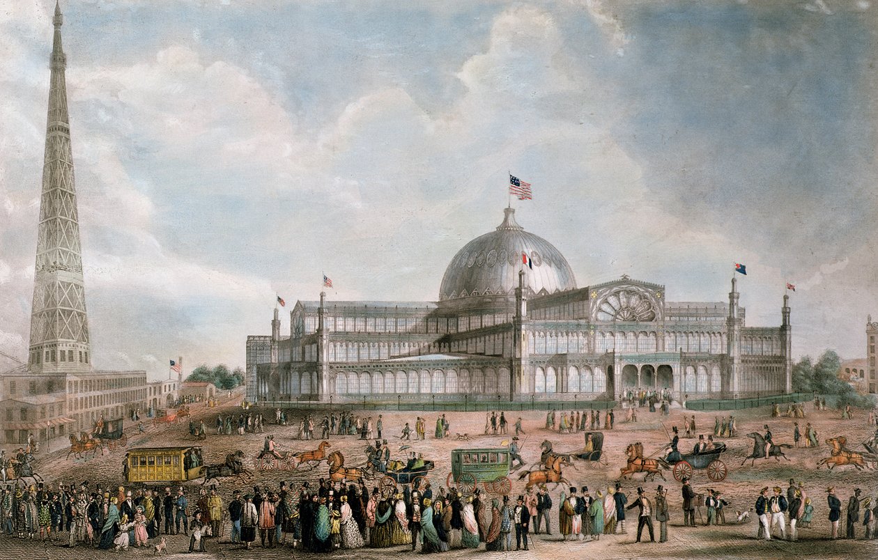Vista exterior del Palacio de Cristal de Nueva York, 1853 de American School