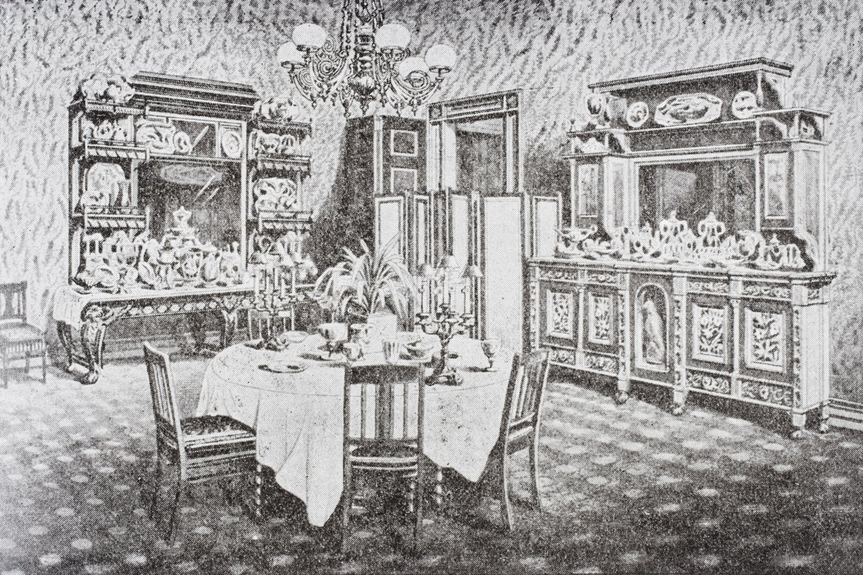 Comedor familiar de la Casa Blanca en la década de 1890, Washington D.C., Estados Unidos de América de American School