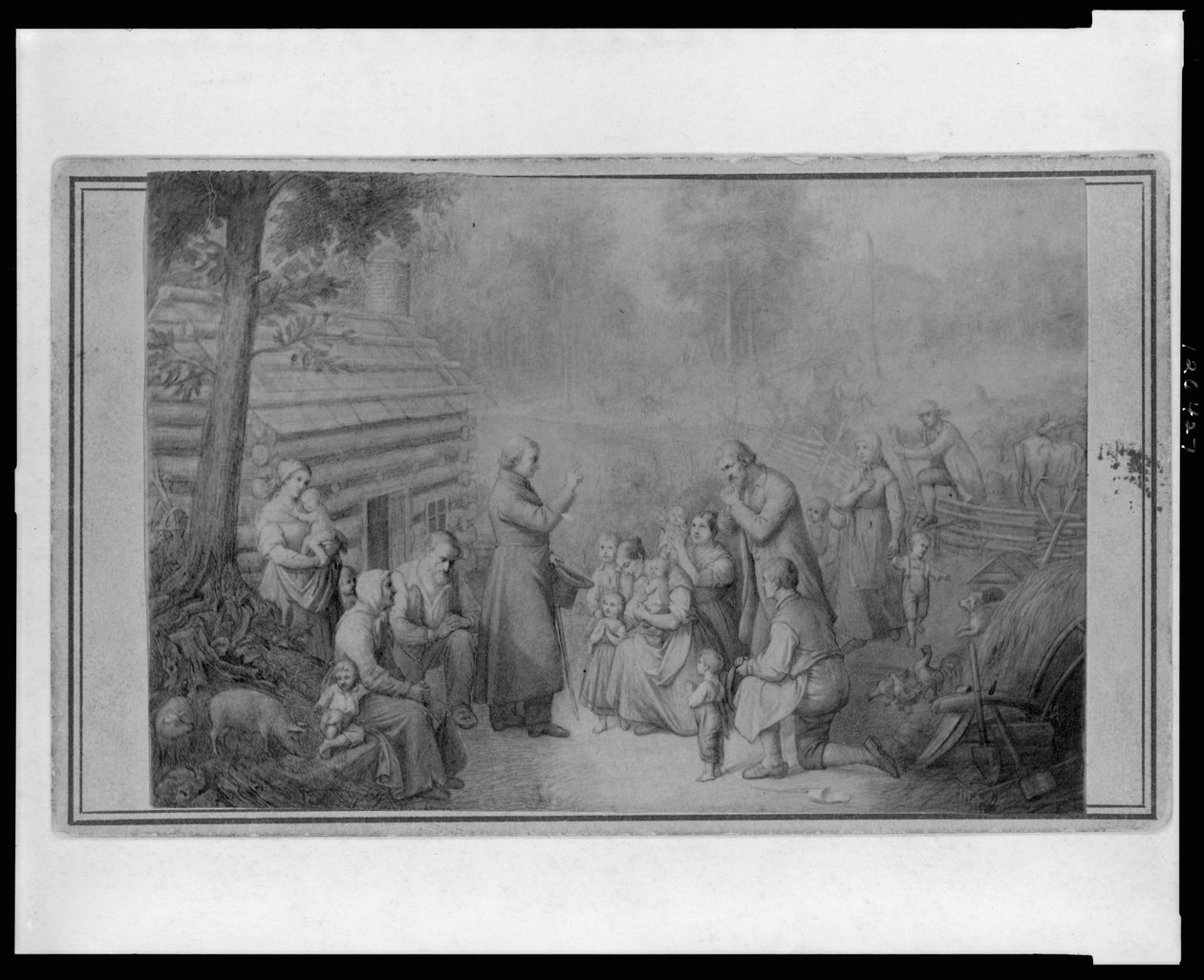 El descubrimiento del Padre Fenwick de los primeros católicos en Ohio, c.1870 de American School