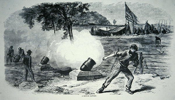 Batería de mortero federal durante la Guerra Civil Americana (1861-65) de American School