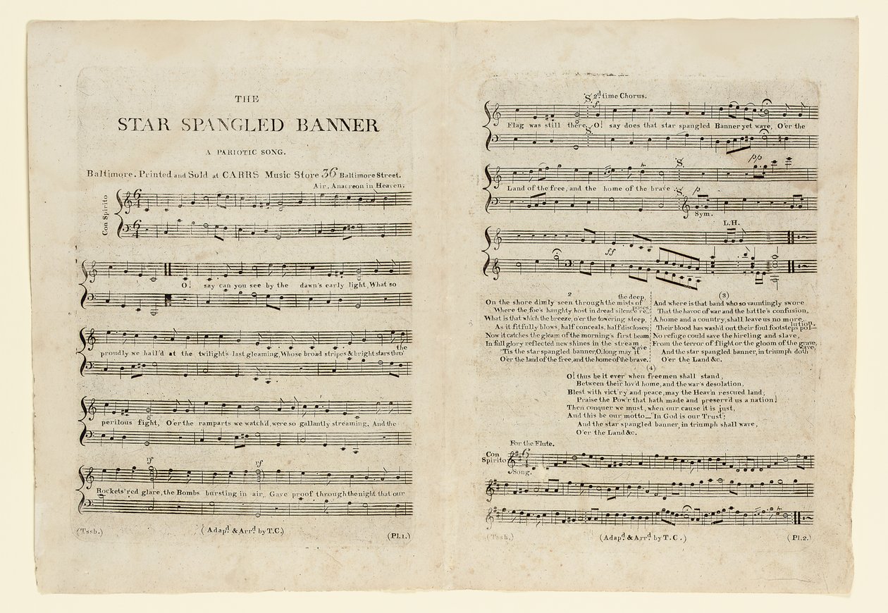 Primera edición de la partitura de "The Star Spangled Banner. A Patriotic de American School