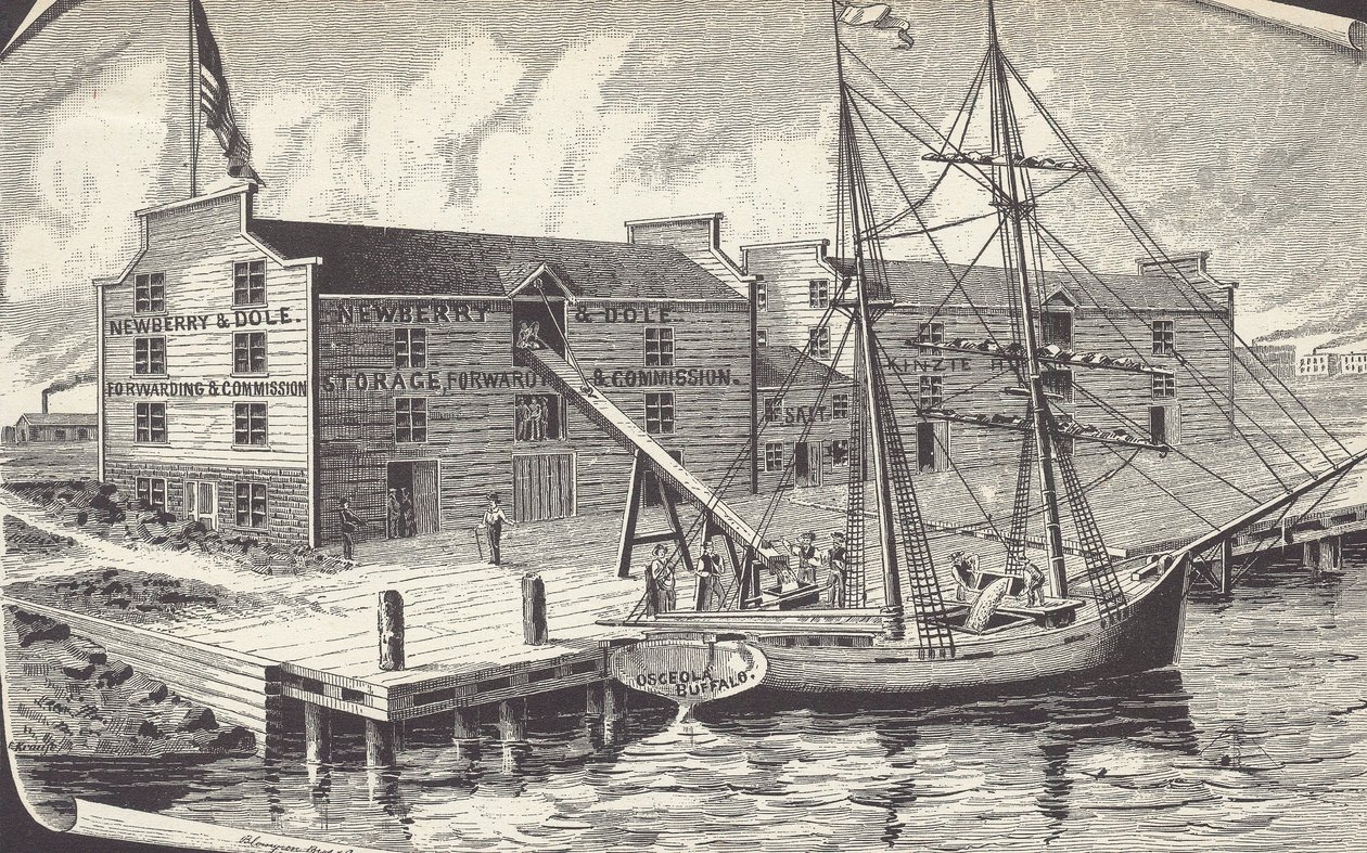 Primer envío de trigo desde el almacén de Chicago, Newberry & Dole de American School
