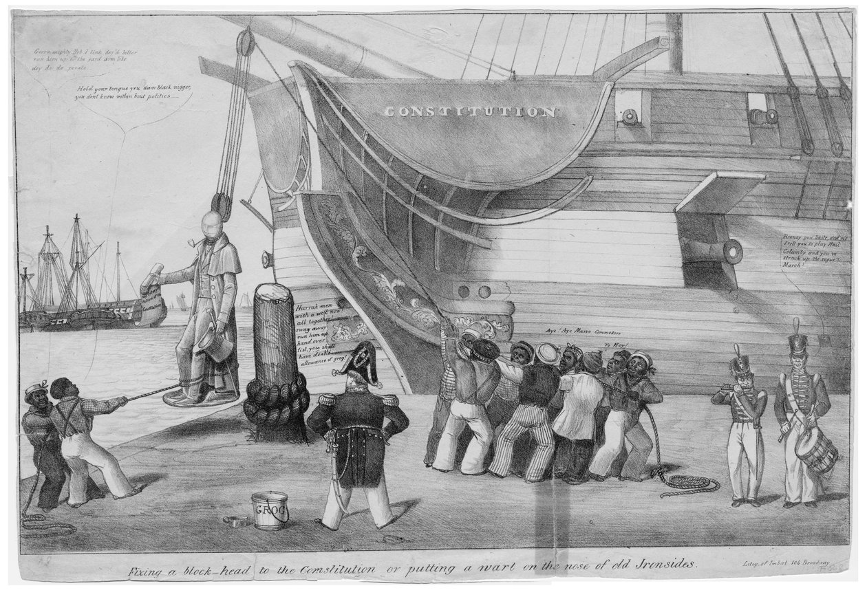 Fijando un cabeza hueca a la Constitución, o, Poniendo una verruga en la nariz del viejo Ironsides, c.1832 de American School