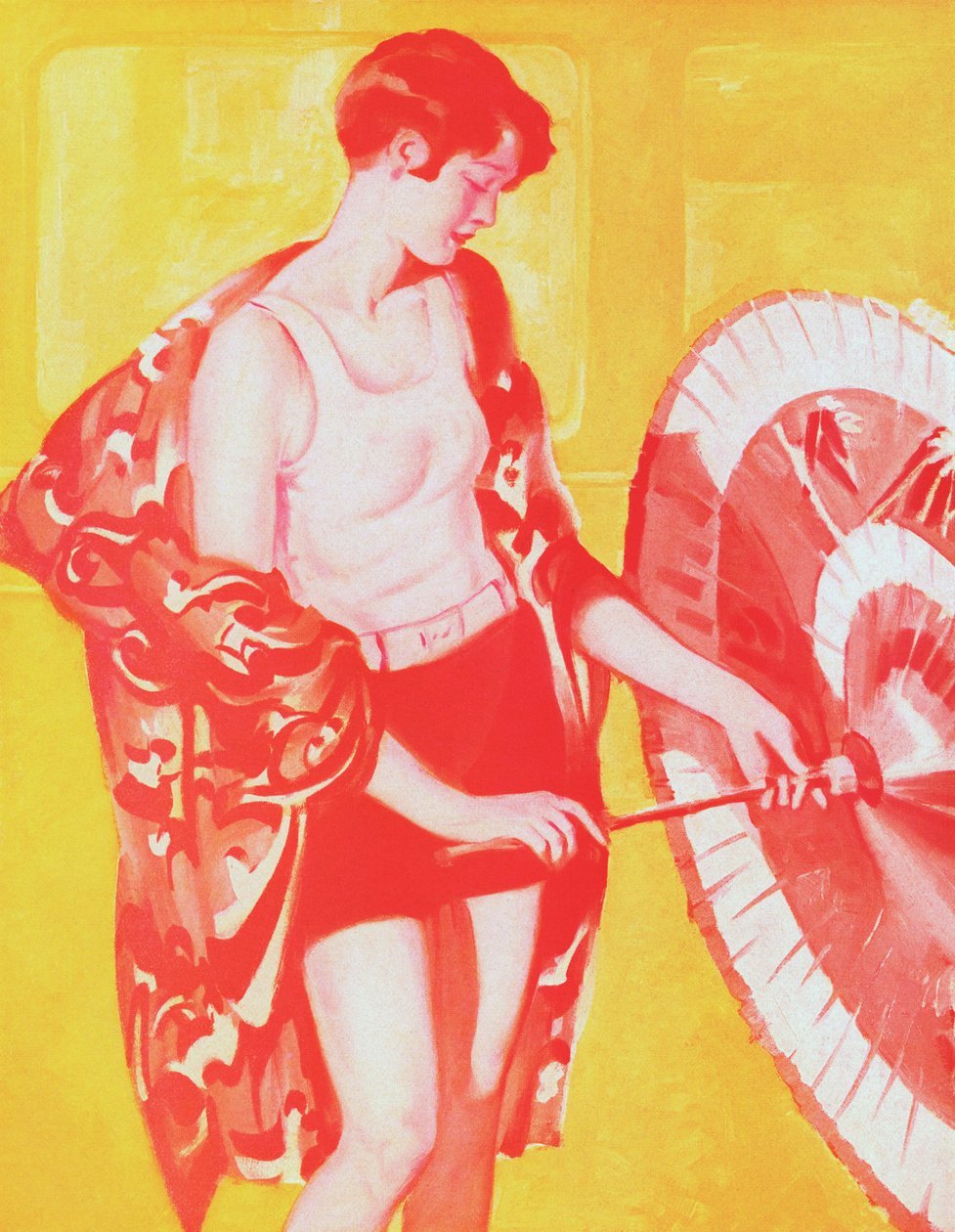 Chica moderna en traje de baño de American School