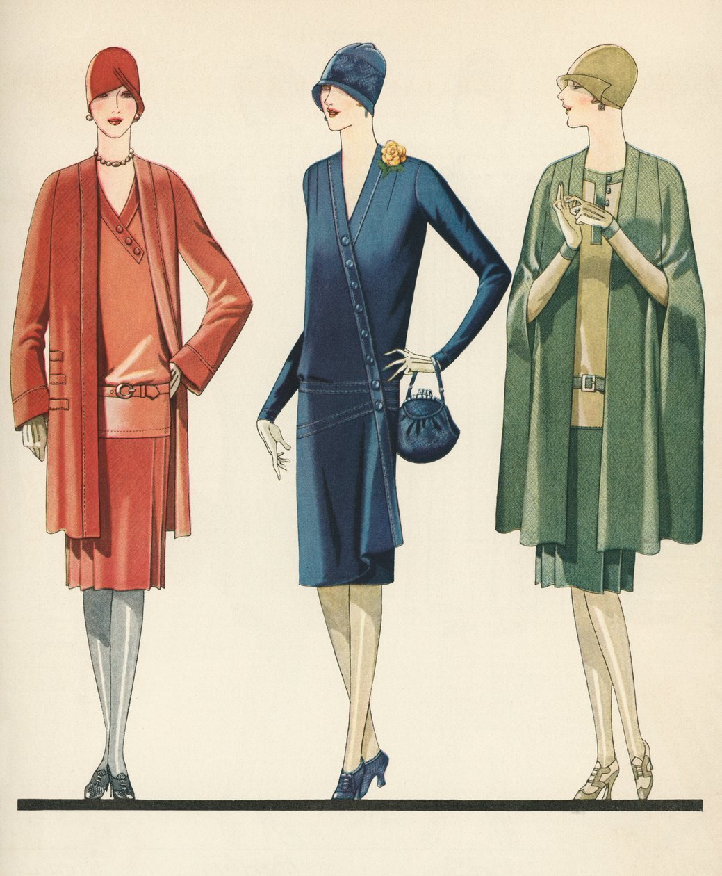 Flappers con vestidos y abrigos de American School