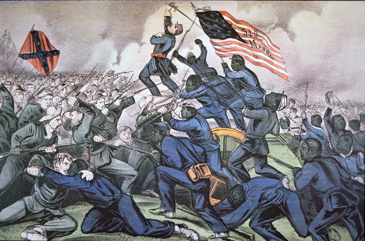 El asalto al Fuerte Wagner por el 54º Regimiento de Massachusetts (de color) de American School