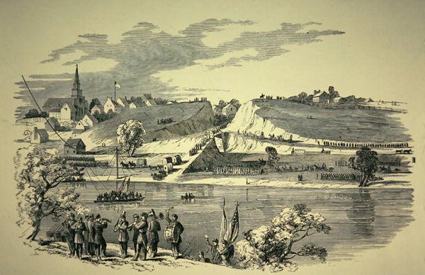 La división de la Unión del General Bank (1816-94) recrossando el Potomac desde Williamsport, Maryland, para atacar al ejército confederado bajo el mando del General Jackson (1824-63) en 1862 de American School