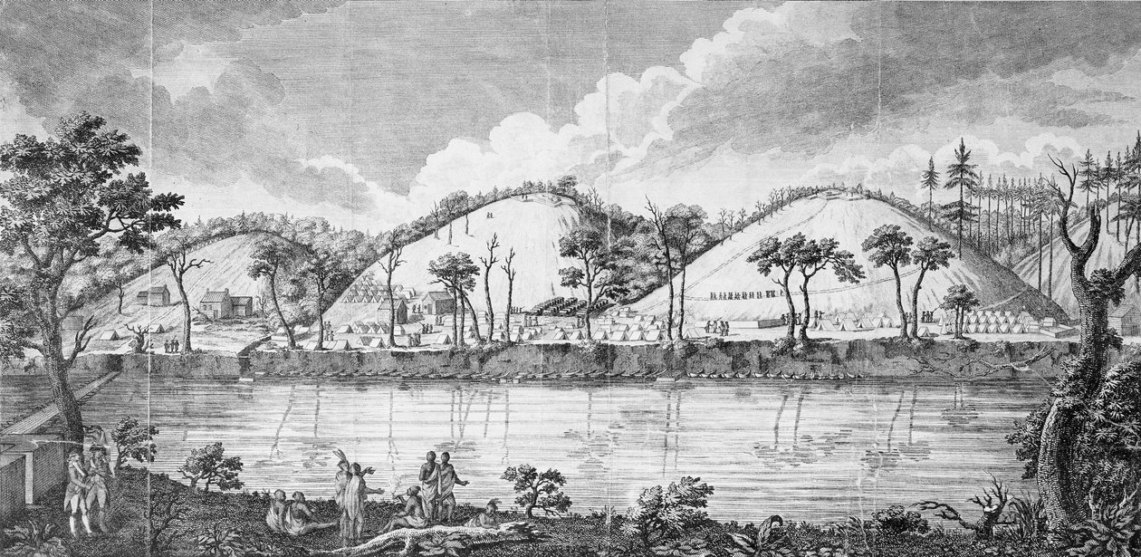El general John Burgoyne (1723-92) reuniéndose con los indios de American School