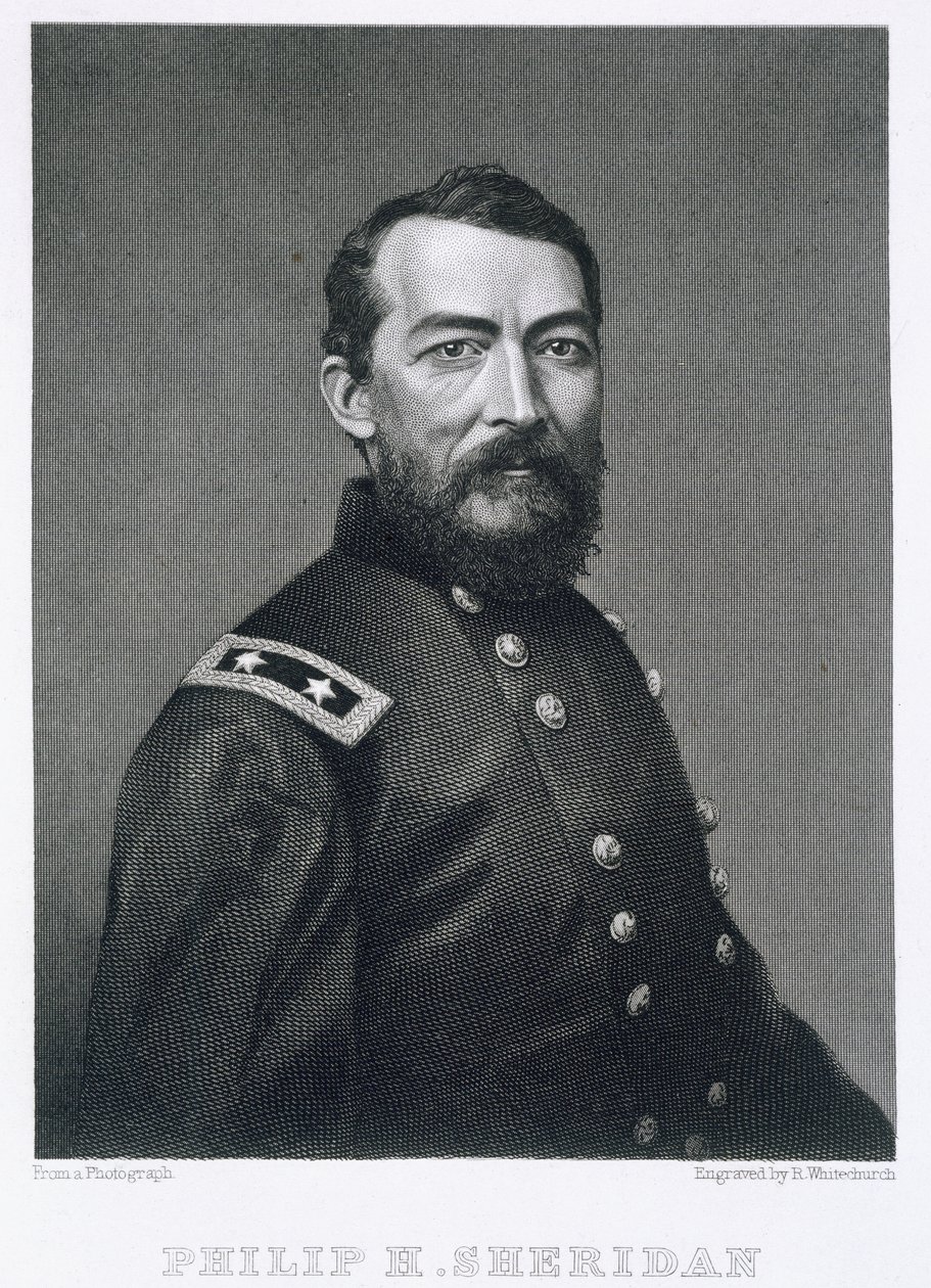 General Philip Sheridan, grabado de una fotografía por Robert E. Whitechurch (1814-c.1883) de American School