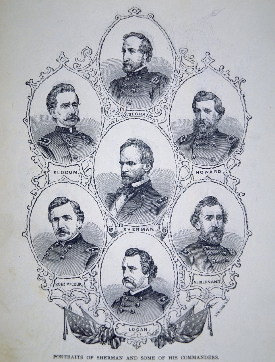 General William Tecumseh Sherman (1820-91) y algunos de sus comandantes del Ejército de la Unión de American School