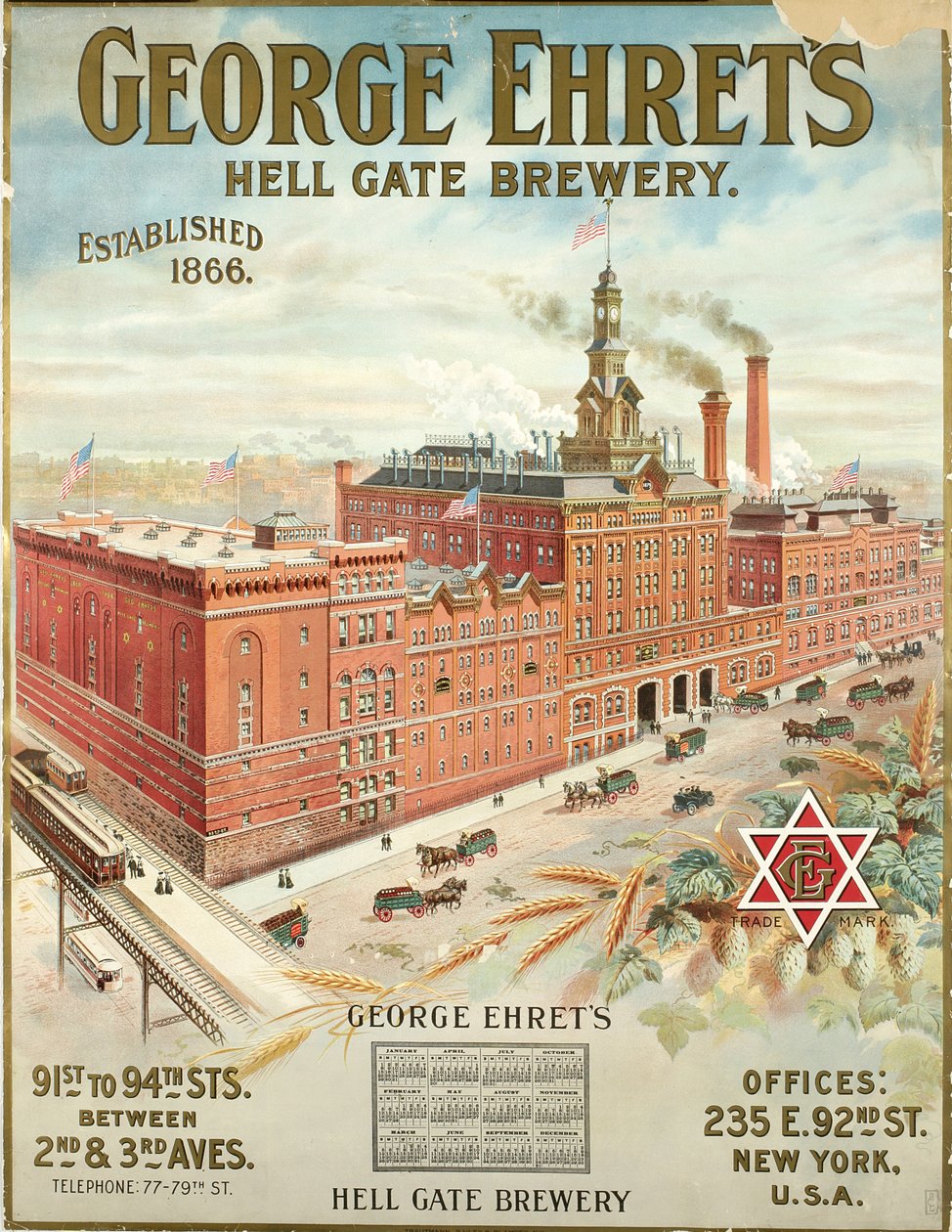 George Ehrets Hell Gate Brewery, establecida en 1866 de American School