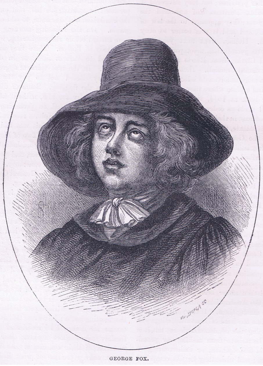 George Fox 1651, ilustración de la Historia de los Estados Unidos de Cassell, pub. por Petter & Galpin c.1890 de American School