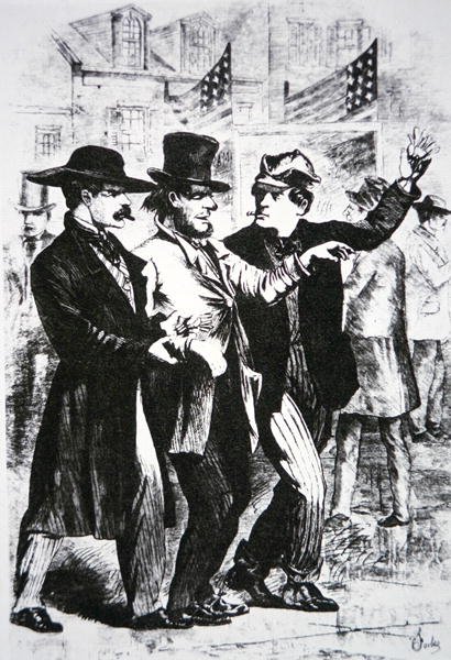 Emborrachando a un votante para influir en su voto en la elección de 1864 de American School