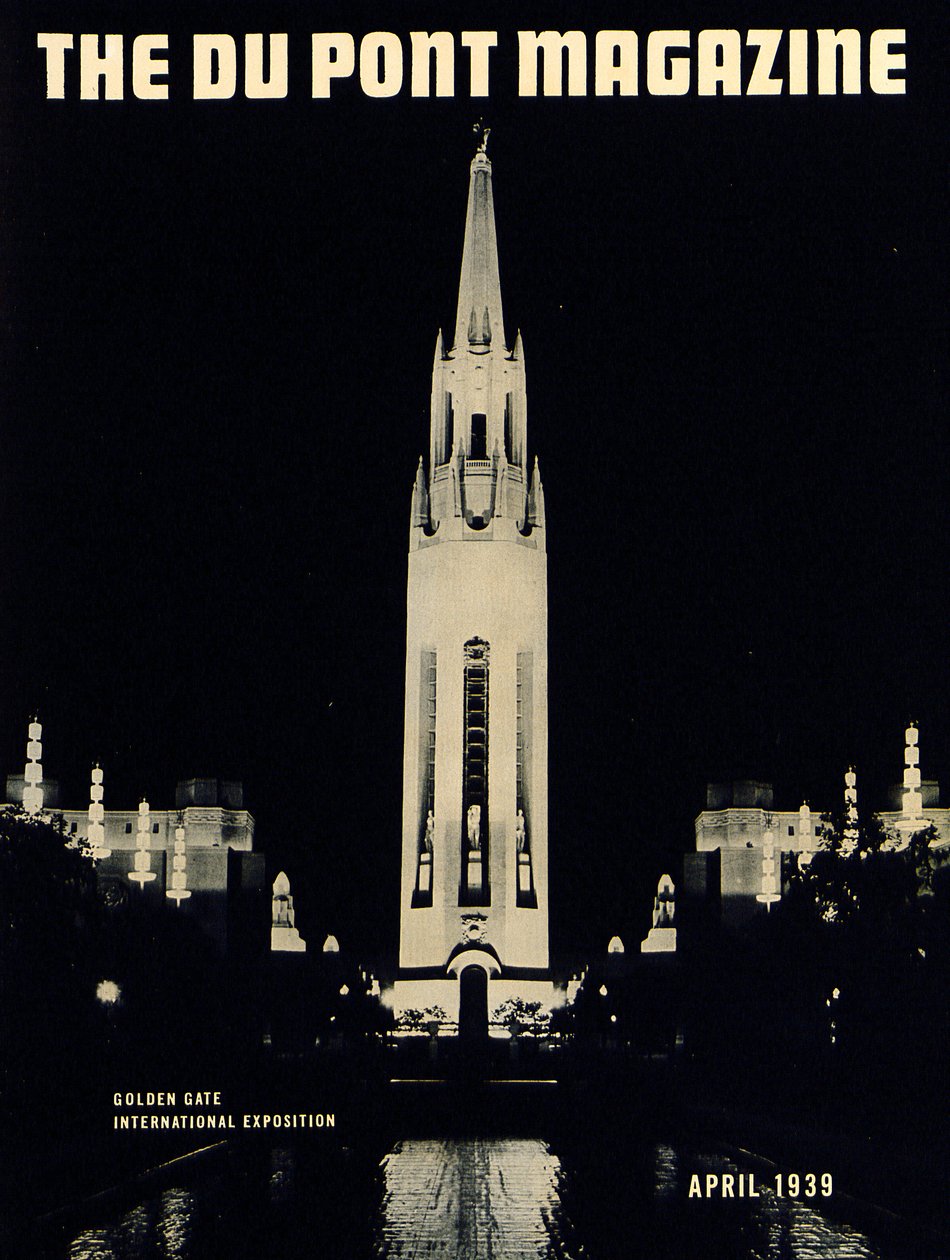 Exposición Internacional de la Puerta Dorada, portada de la revista DuPont, abril 1939 de American School