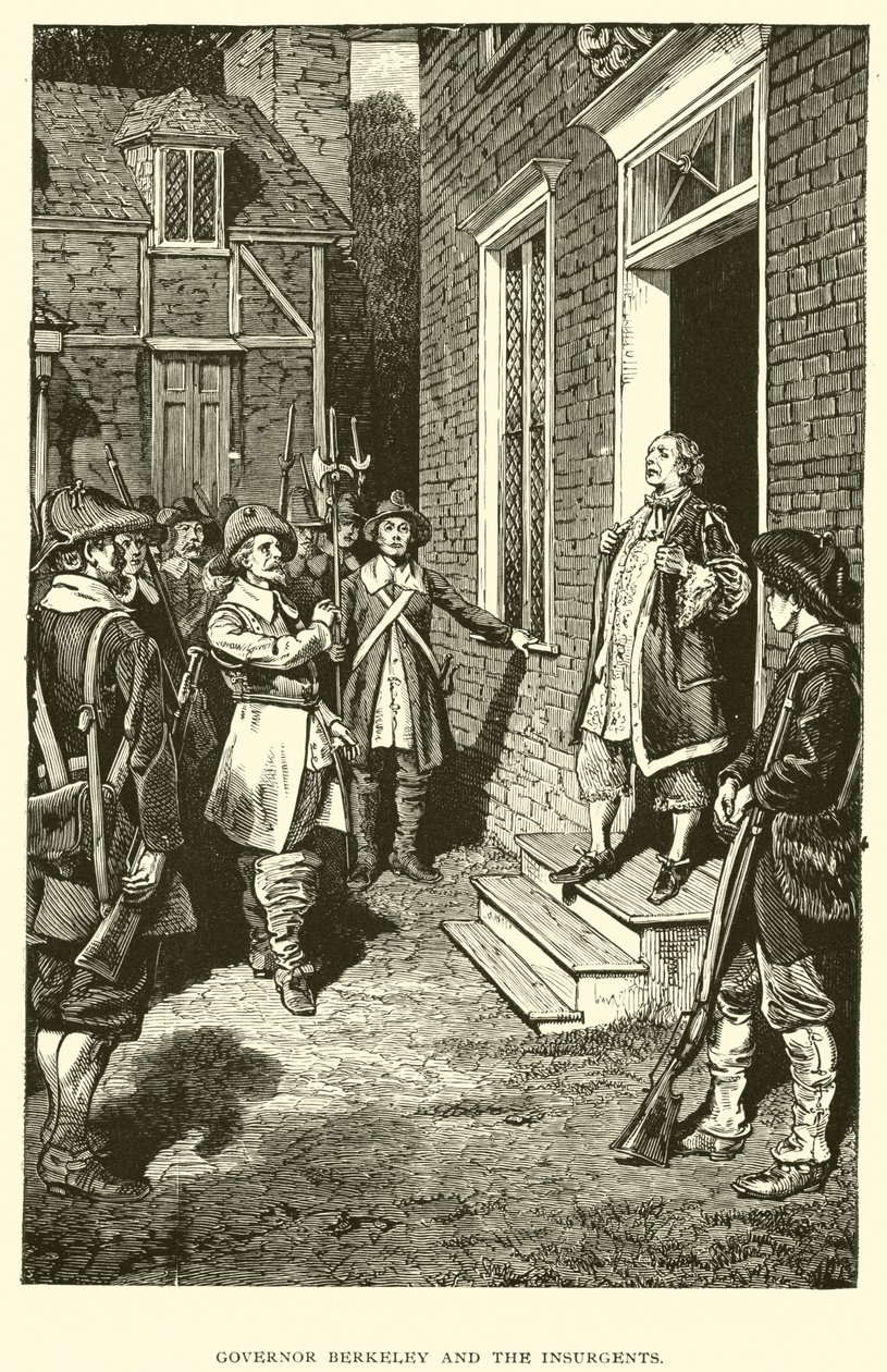 El Gobernador Berkeley y los Insurgentes (litografía) de American School