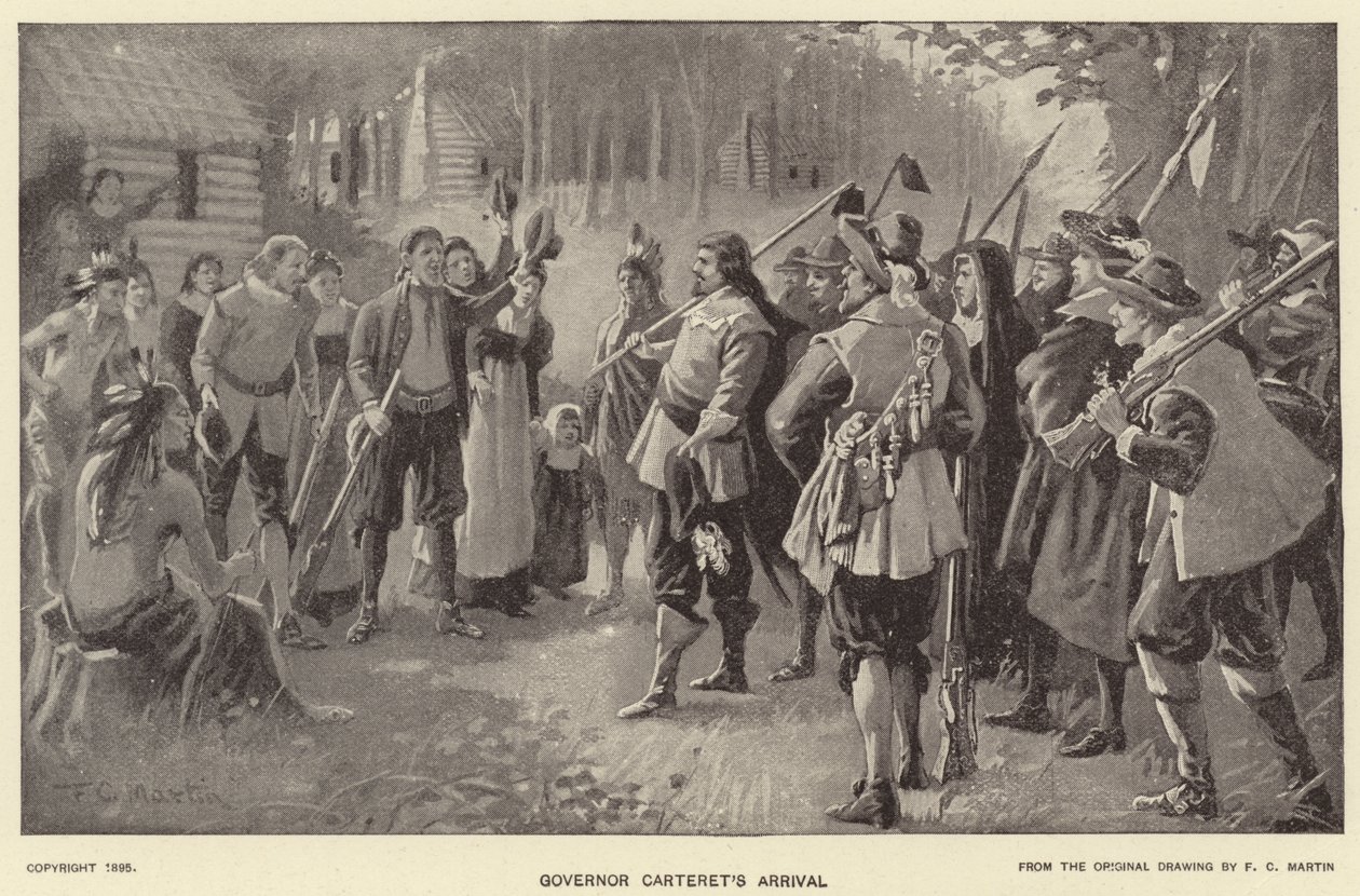 Llegada del Gobernador Carteret (litografía) de American School