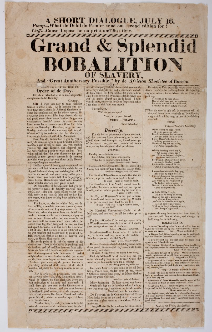 Gran y espléndida bobalición de la esclavitud, 1822 de American School