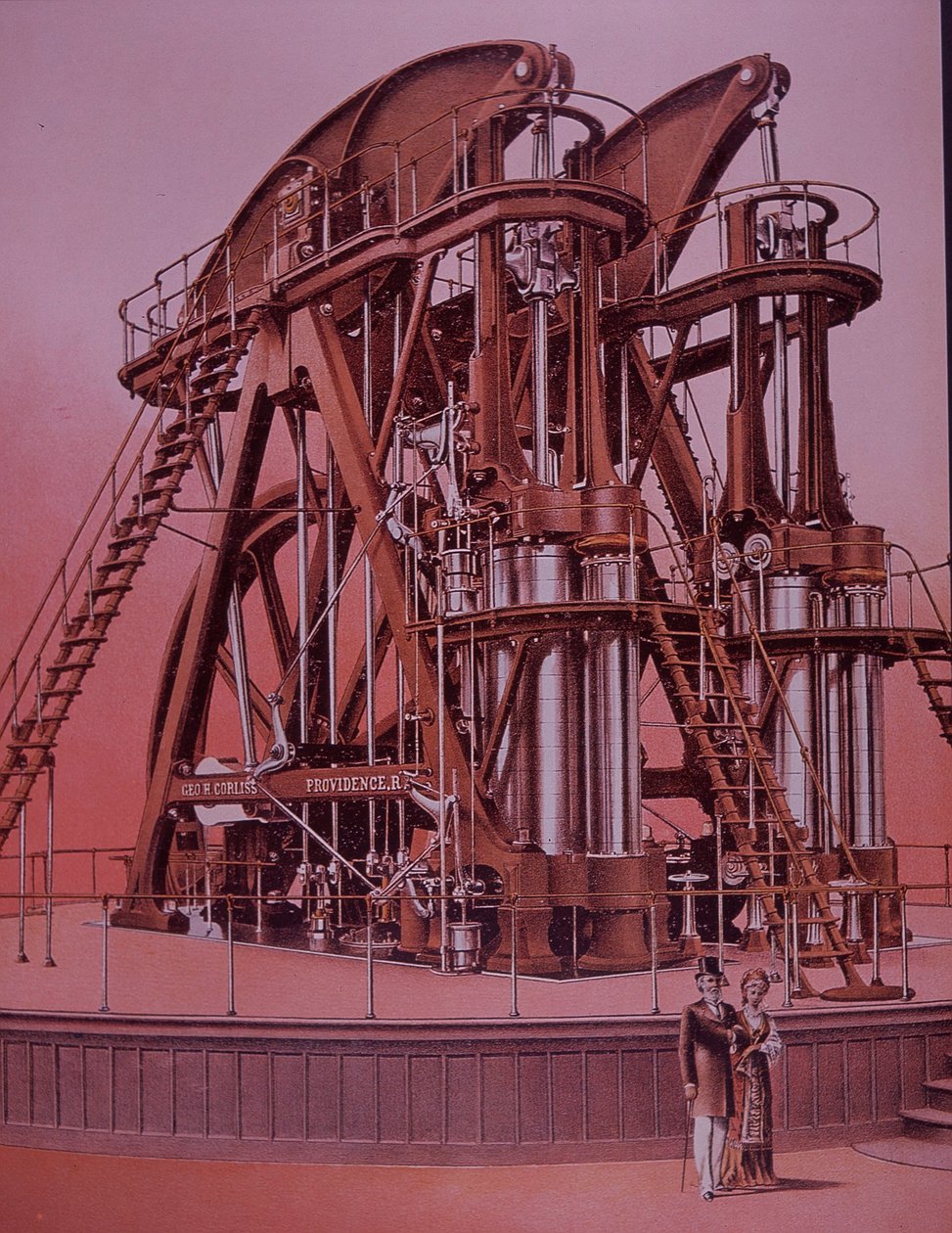 Gran motor de vapor Corliss en la Exposición de Filadelfia de American School