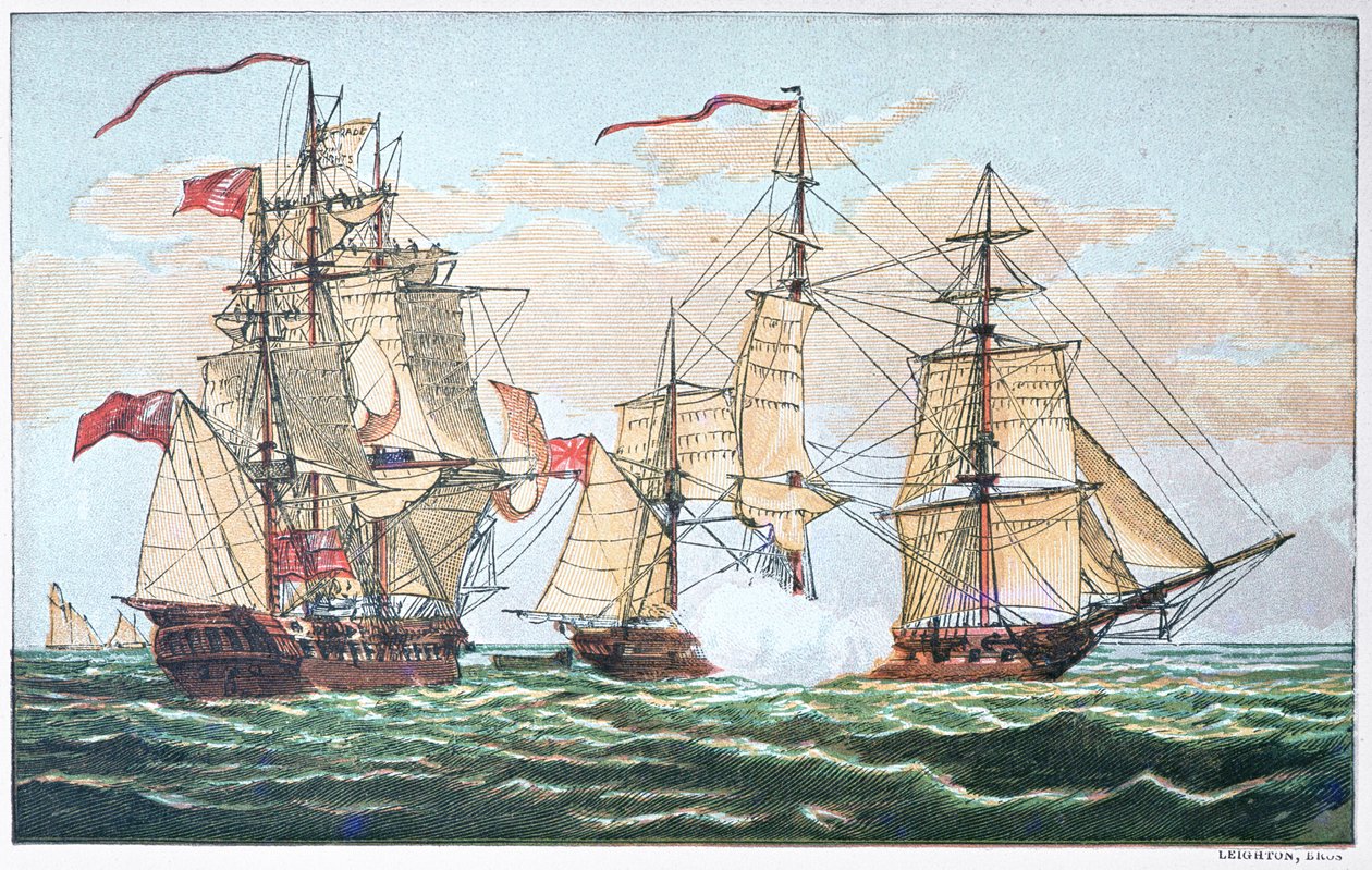 HMS Shannon vs el Chesapeake americano en 1813 durante la Guerra de 1812 de American School