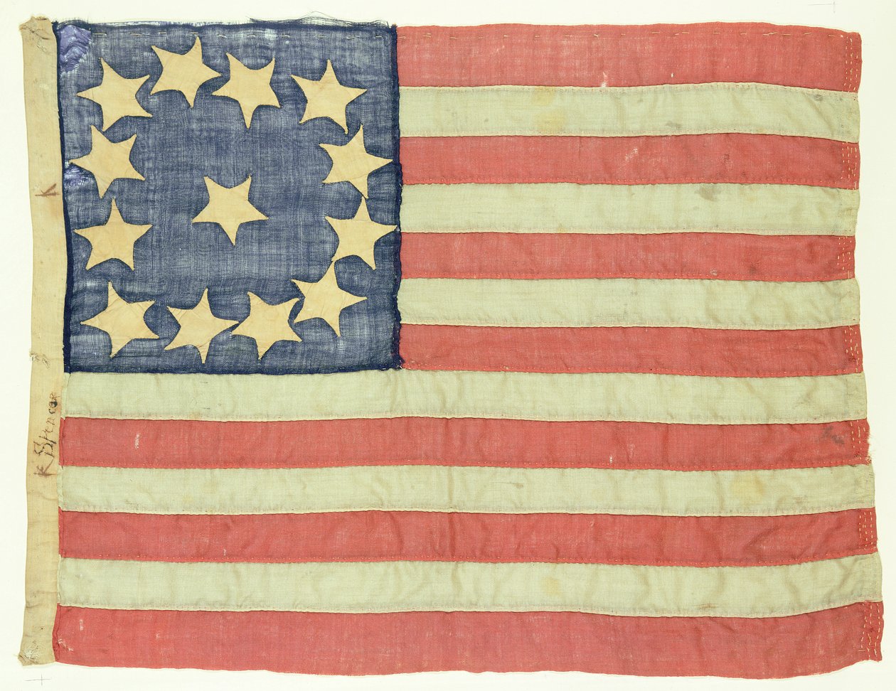 Bandera cosida a mano con trece estrellas, c.1830-80 de American School