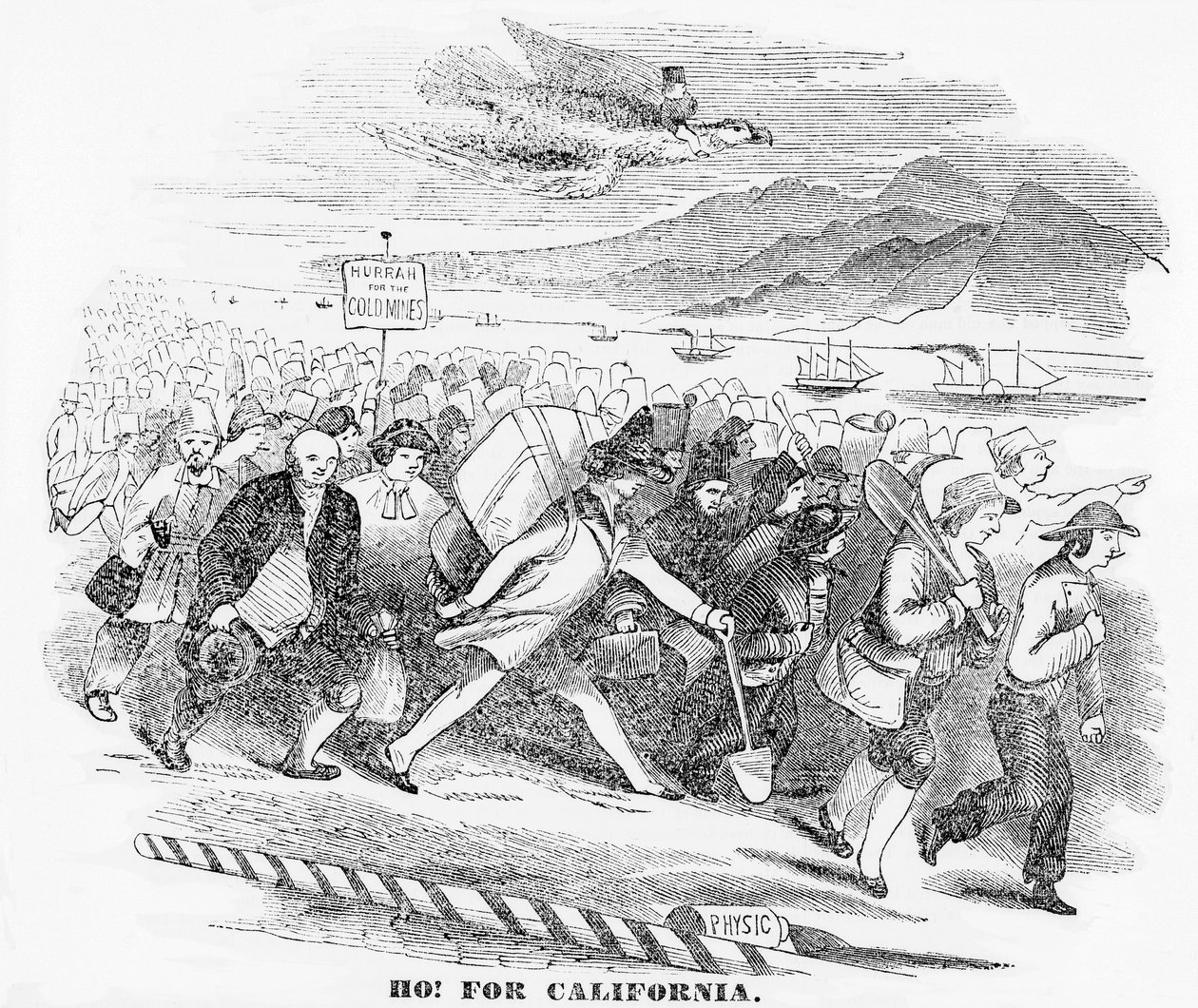 ¡Ho! para California, ilustración del New York Atlas, 14 de enero de 1849 de American School