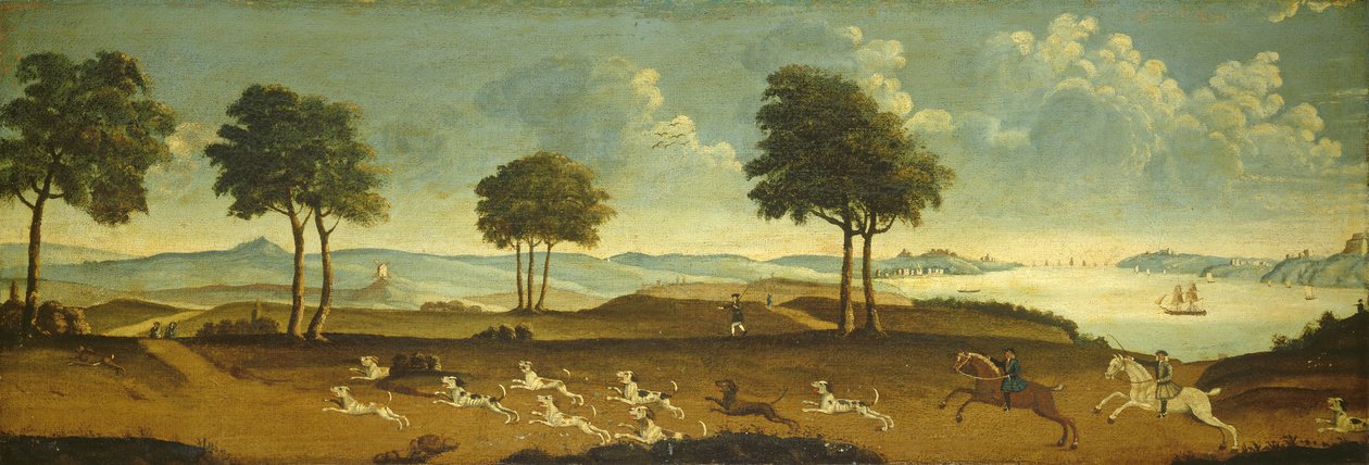 Escena de caza con un puerto, siglo XVIII de American School