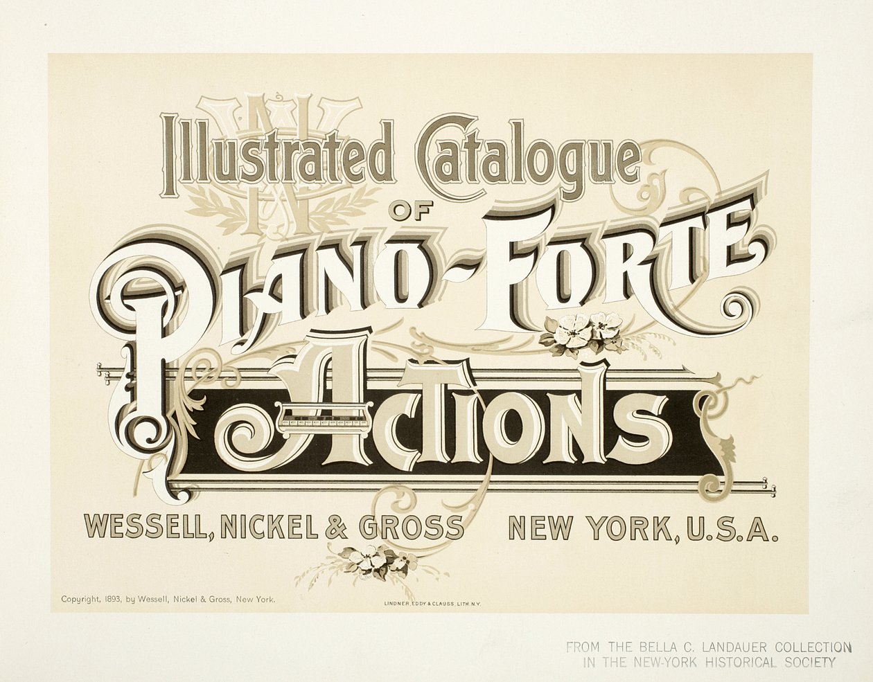 Catálogo Ilustrado de Acciones de Piano-Forte, Wessell, Nickel & Gross Co. - portada, 1893 de American School