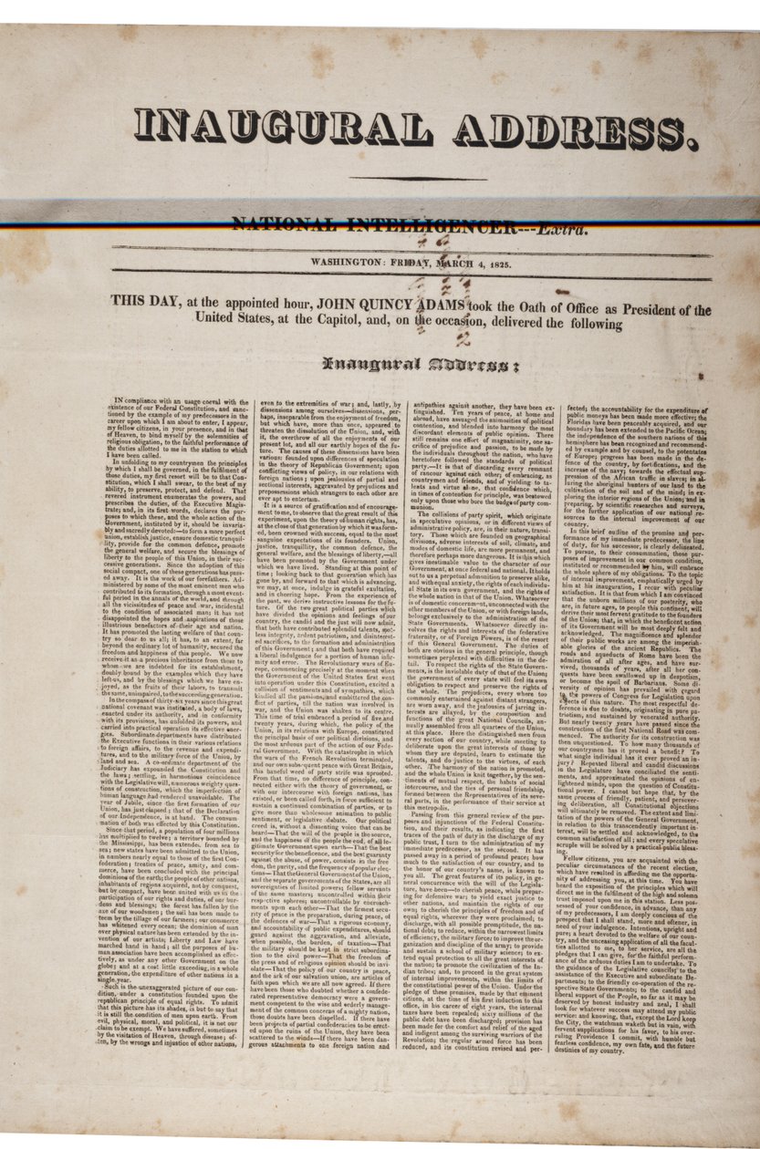 Discurso inaugural de John Quincy Adams, 4 de marzo de 1825 de American School