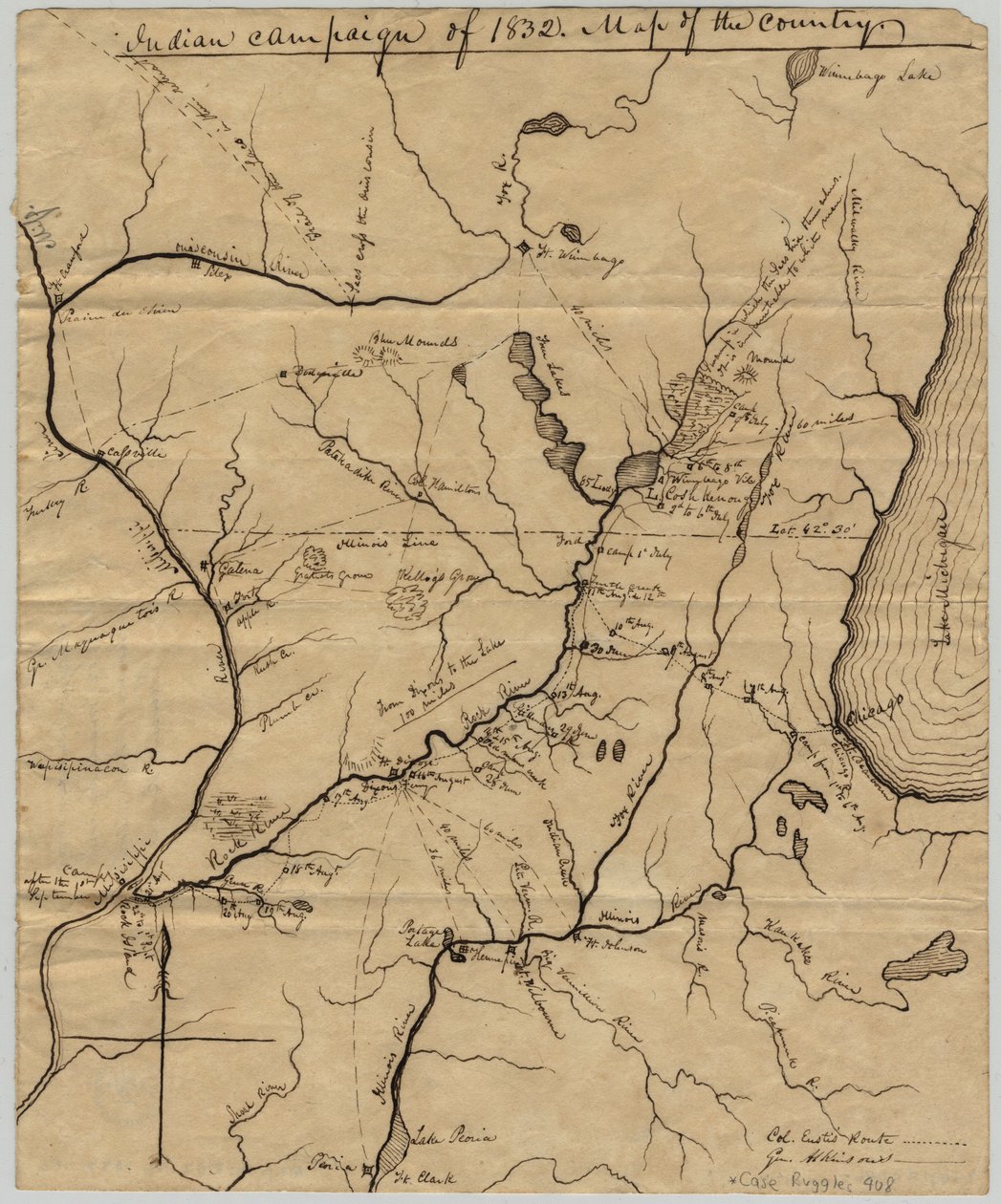 Campaña india de 1832: Mapa del país, 1832 de American School