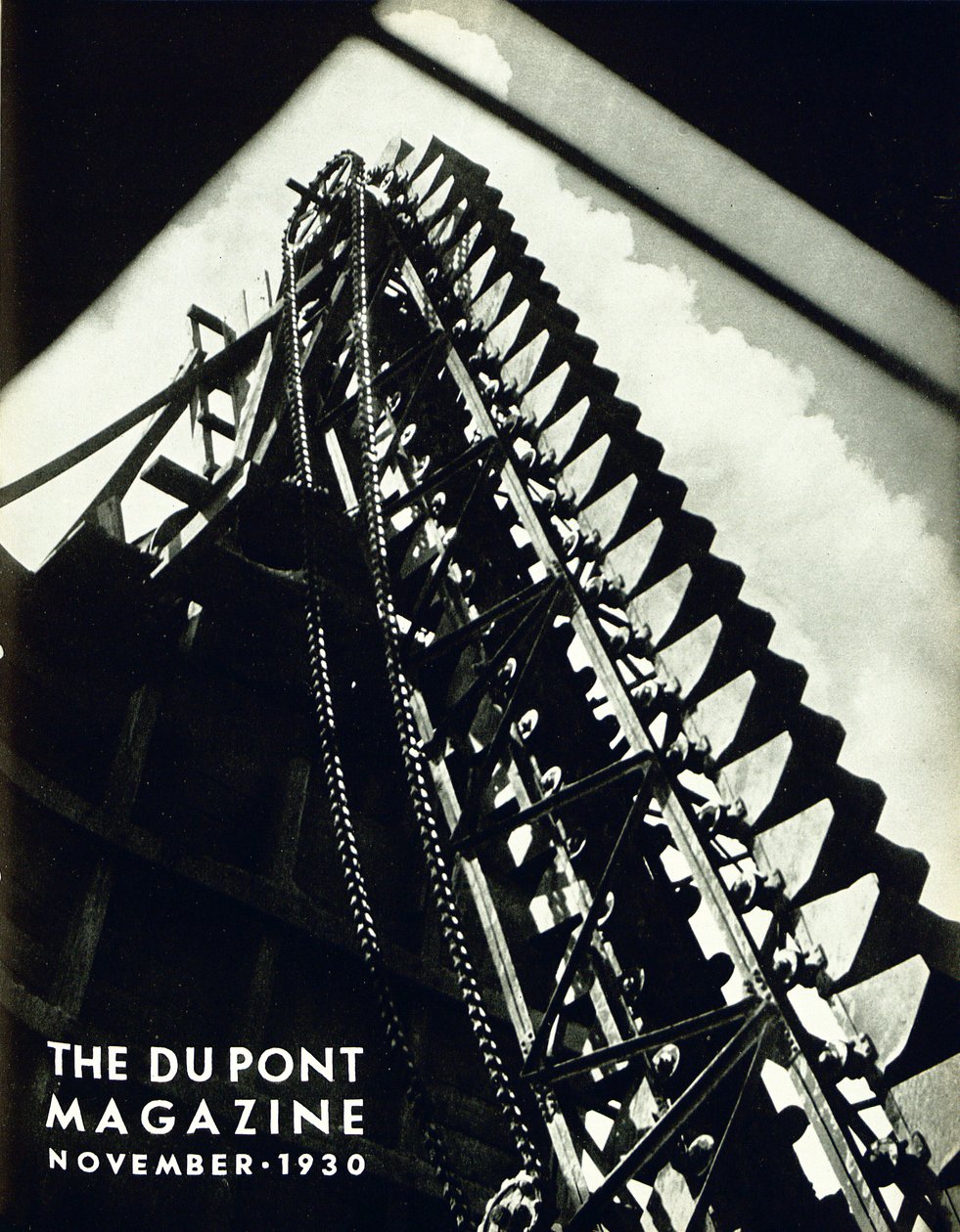 Maquinaria industrial, portada de la revista DuPont, noviembre 1930 de American School