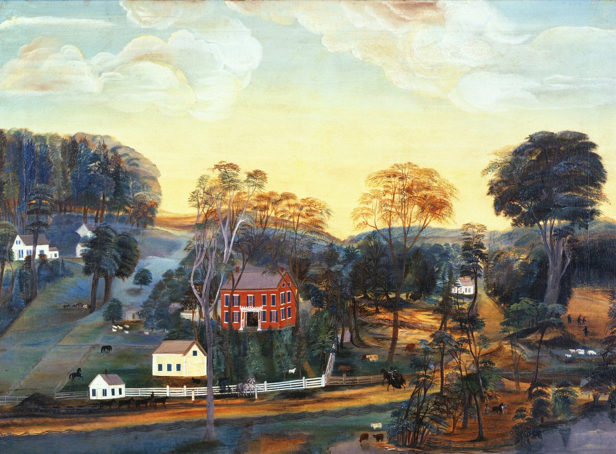 Granja y mina de Isaac Powers, c.1800 (óleo sobre lienzo) de American School