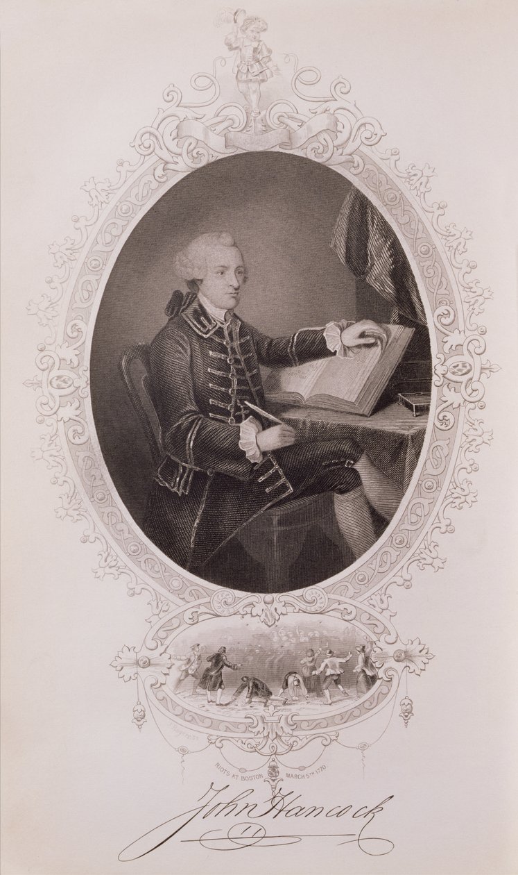John Hancock (1737-93) de La Historia de los Estados Unidos, Vol. I, por Charles Mackay, grabado por J. Rogers de American School