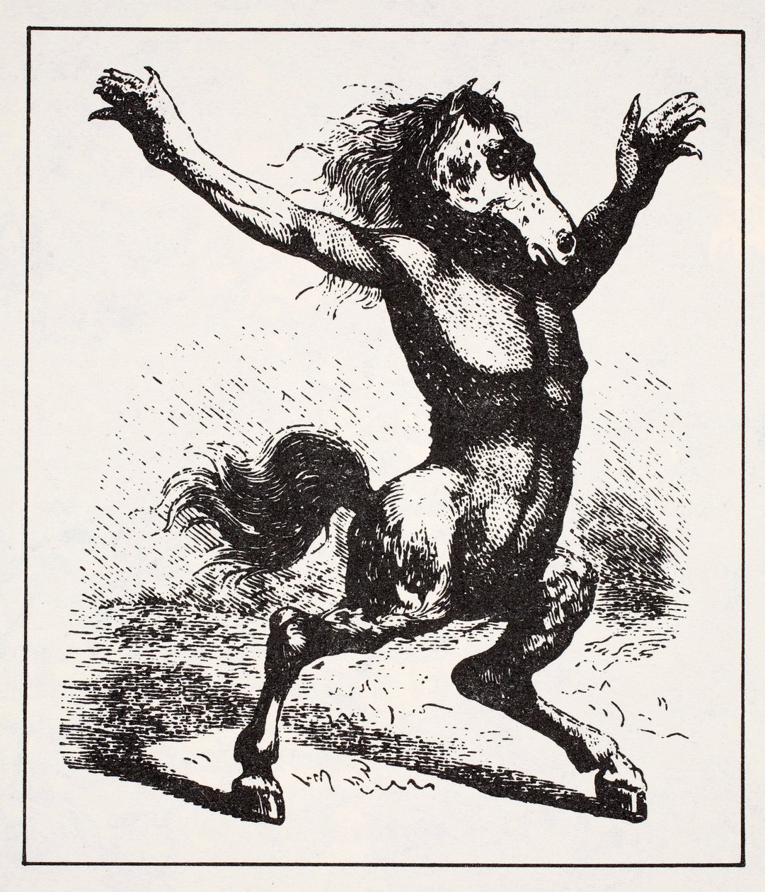Demonio del Agua Kelpie, de La Guía Mundial de Gnomos, Hadas, Elfos y Otros Seres Pequeños por Thomas Keightley (1789-1872) Publicado 1880, (grabado en blanco y negro) de American School