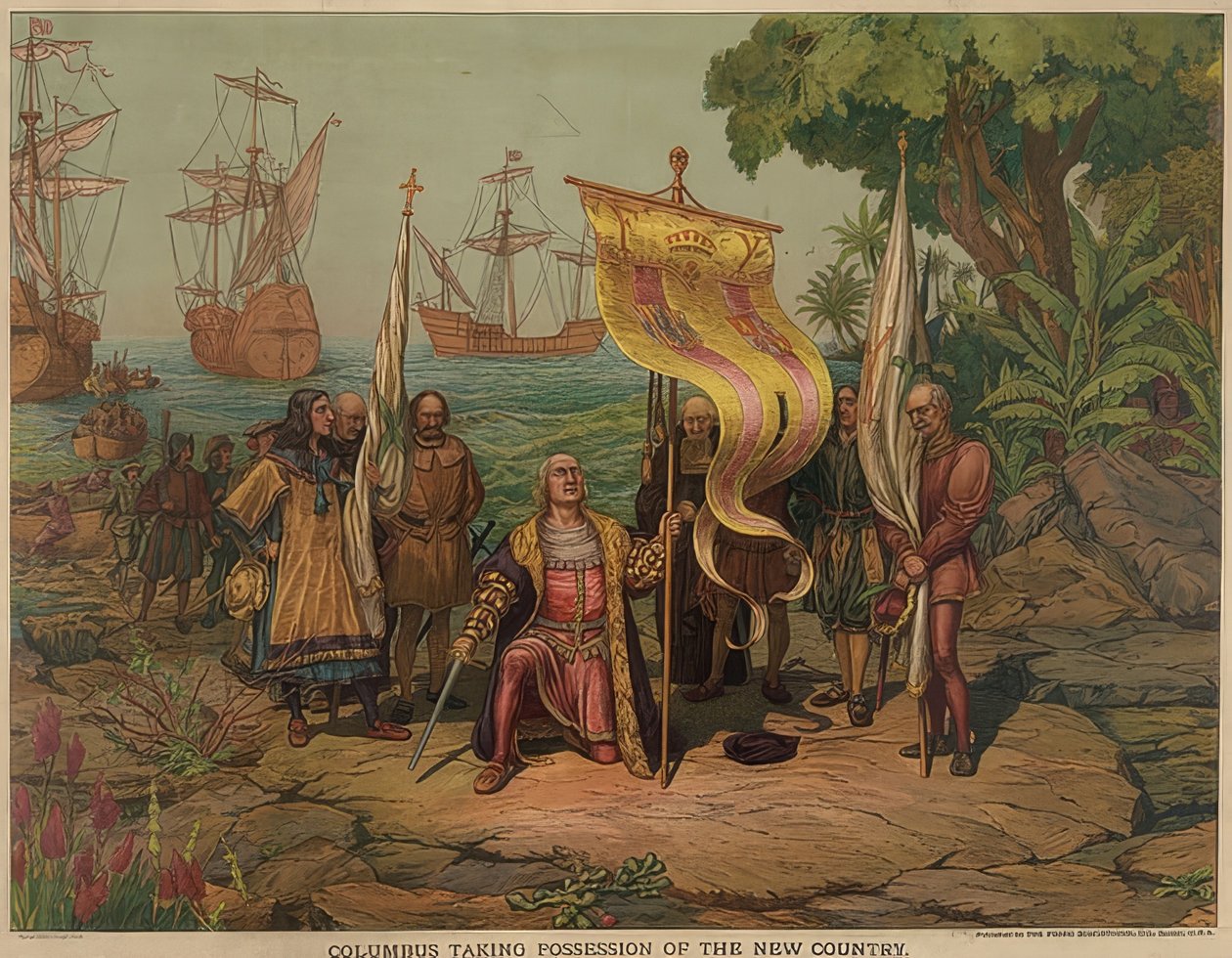 Colón desembarca el 12 de octubre de 1492 en la isla San Salvador. 1893 de American School