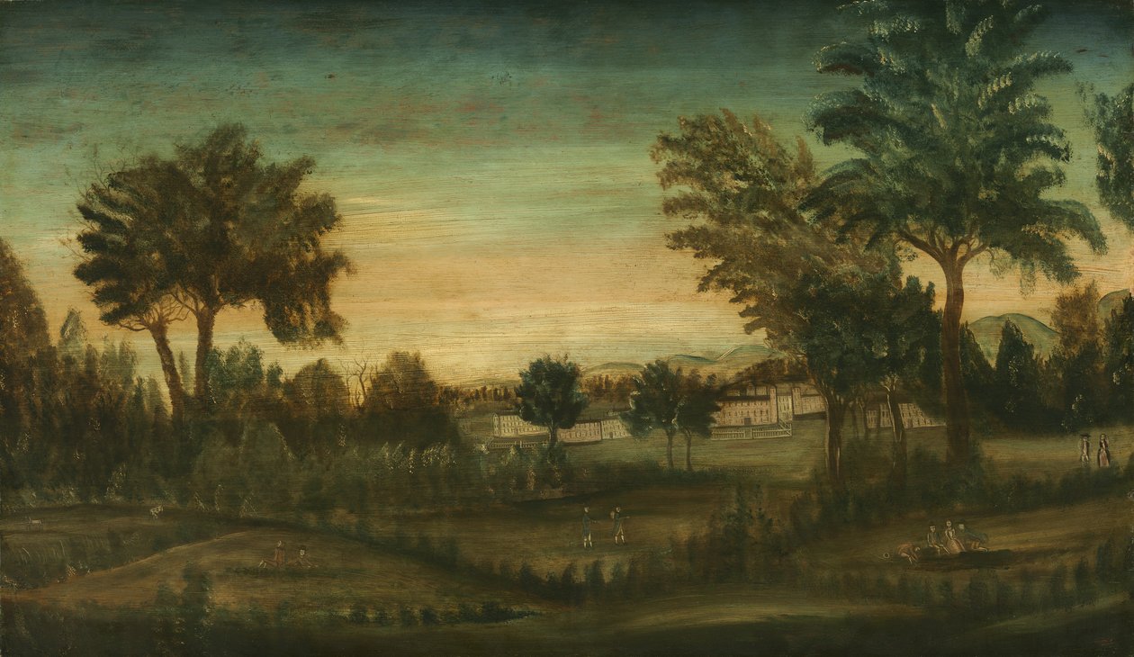 Paisaje con edificios, finales del siglo XVIII de American School