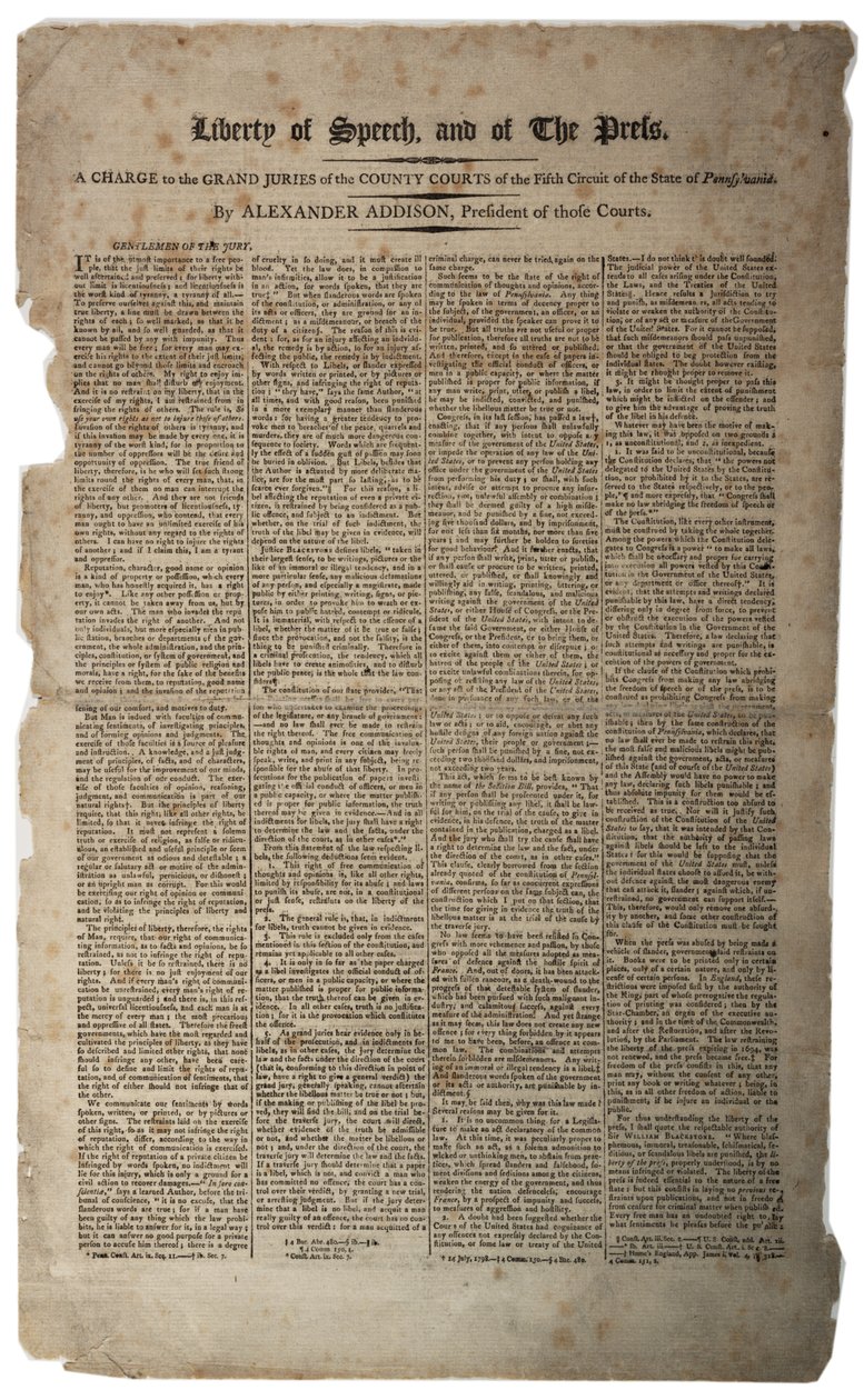 Libertad de Expresión y de Prensa, enero de 1799 de American School